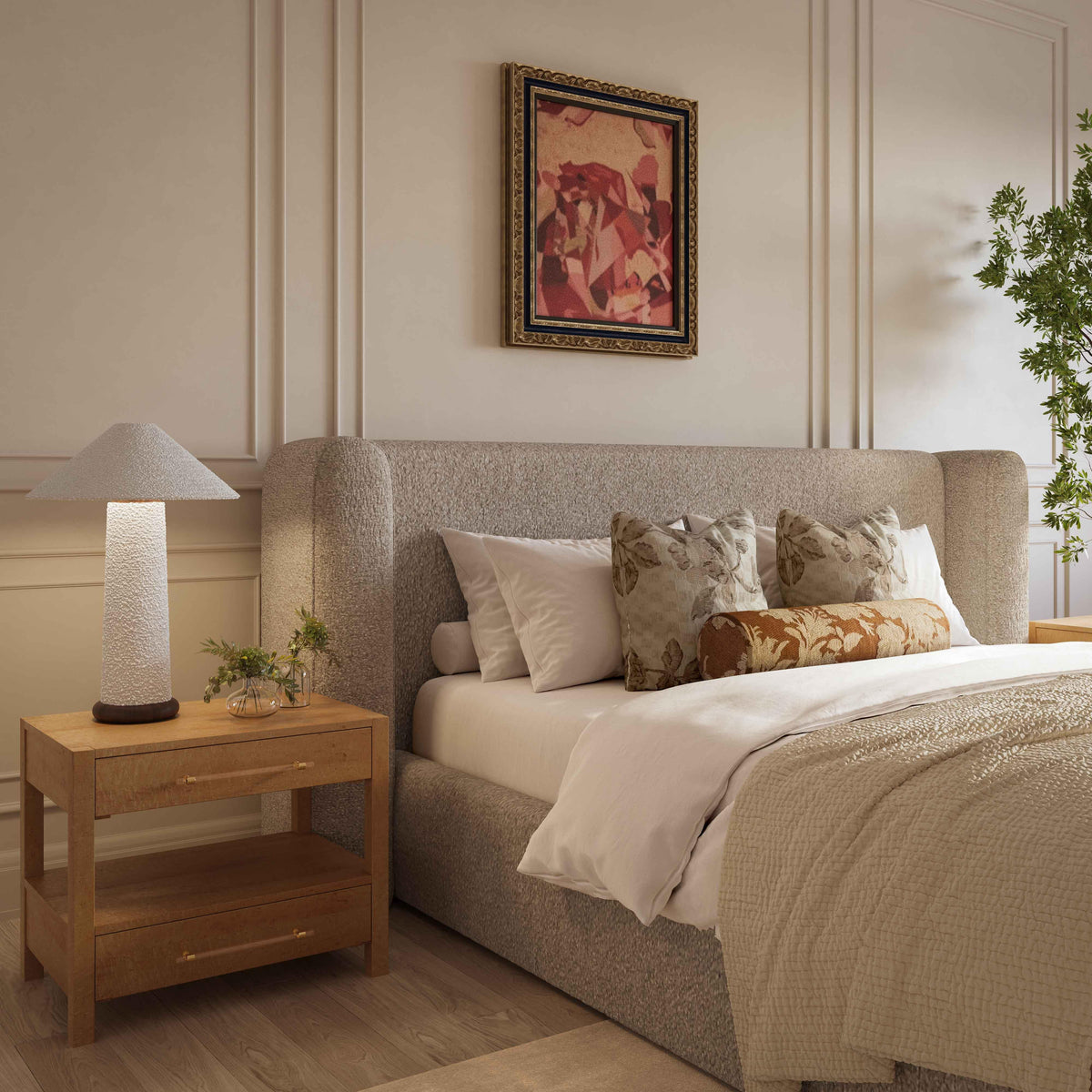Babette Tan Contract-Grade Boucle Bed by TOV Furniture