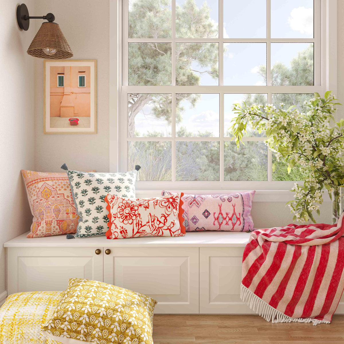 Portia 20"X12" Embroidered Cotton Flex Throw Pillow Cover