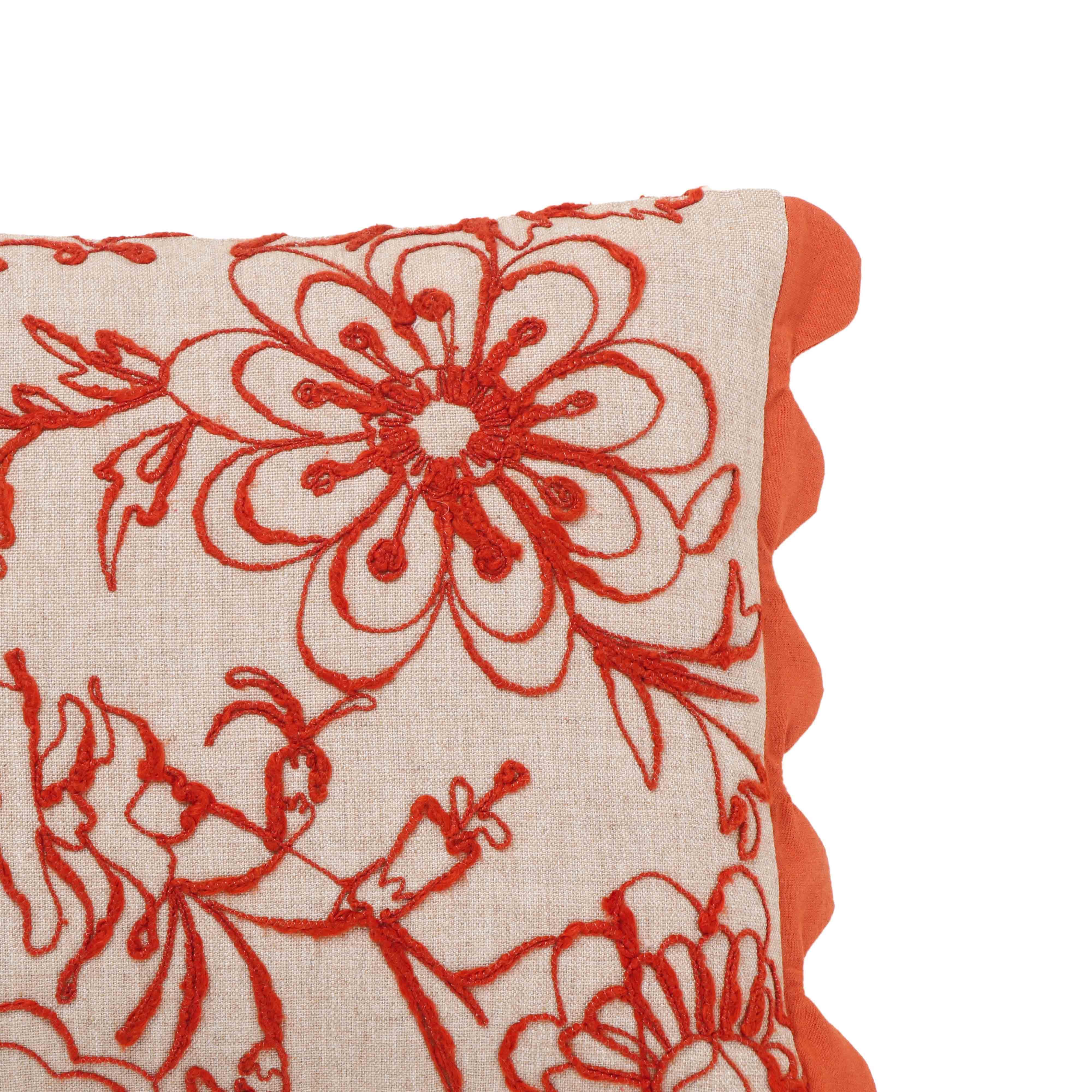 Portia 20"X12" Embroidered Cotton Flex Throw Pillow Cover