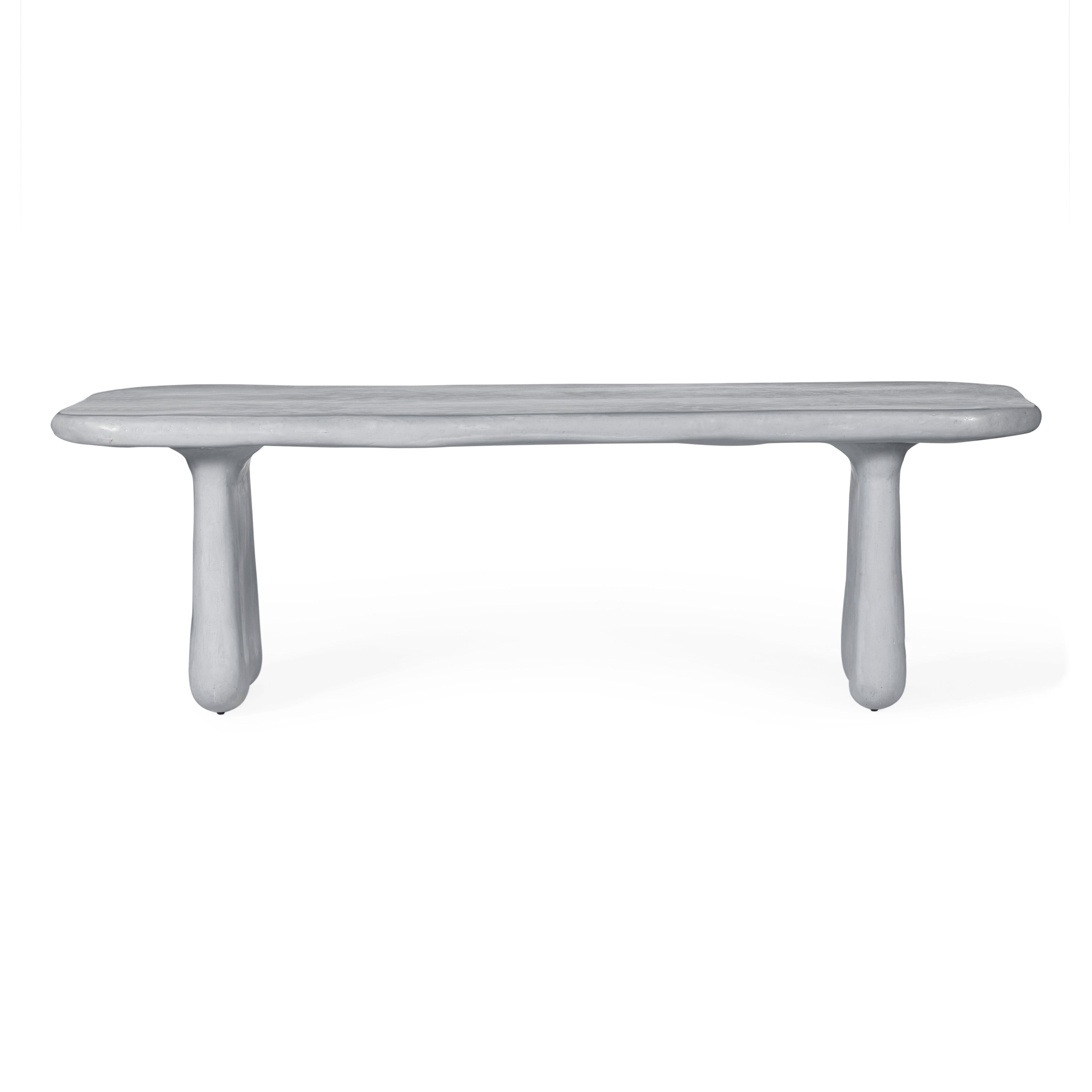 Athen 95" Grey Faux Stone Indoor/Outdoor Rectangular Dining Table