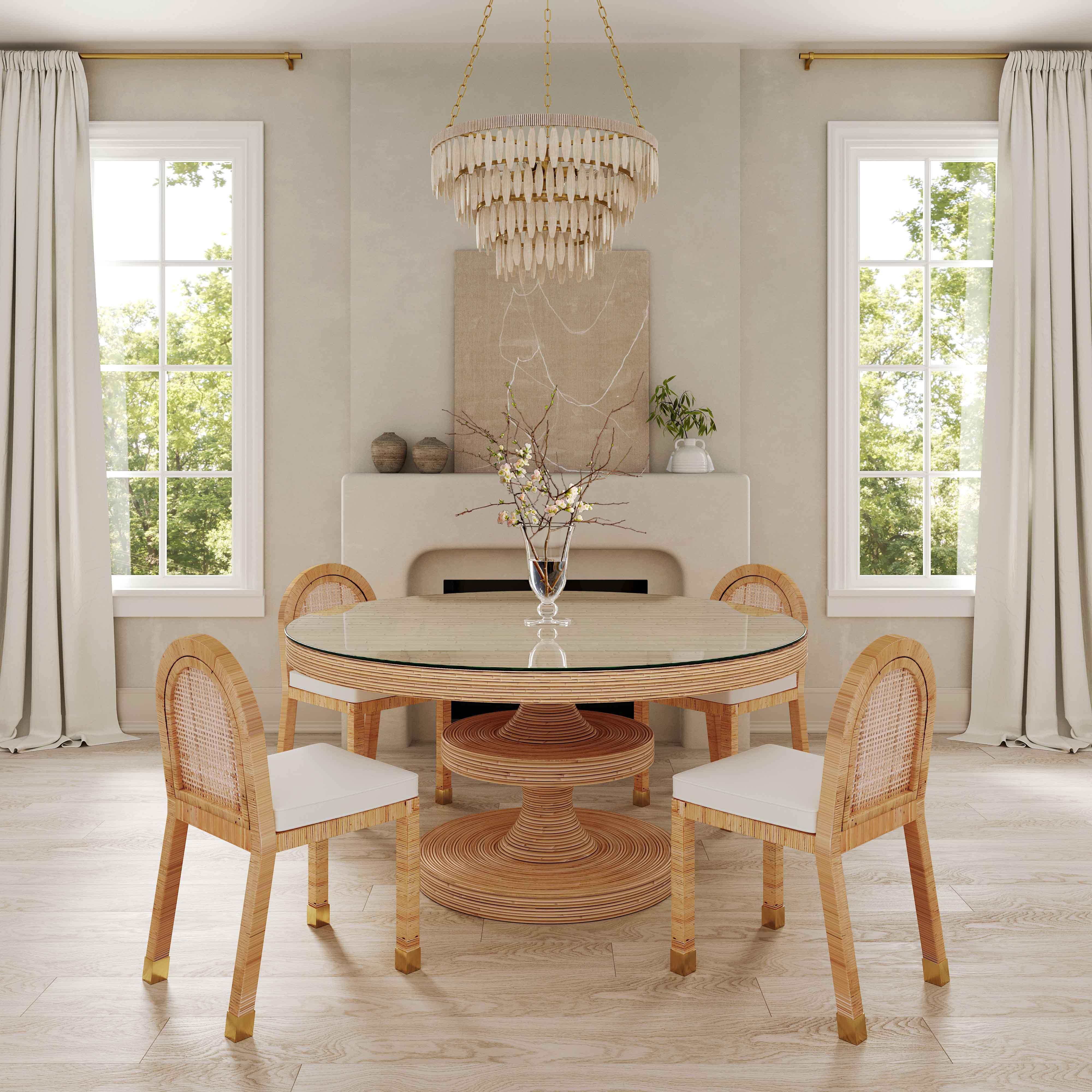 Amara Cream Contract-Grade Linen Arched Dining Chair
