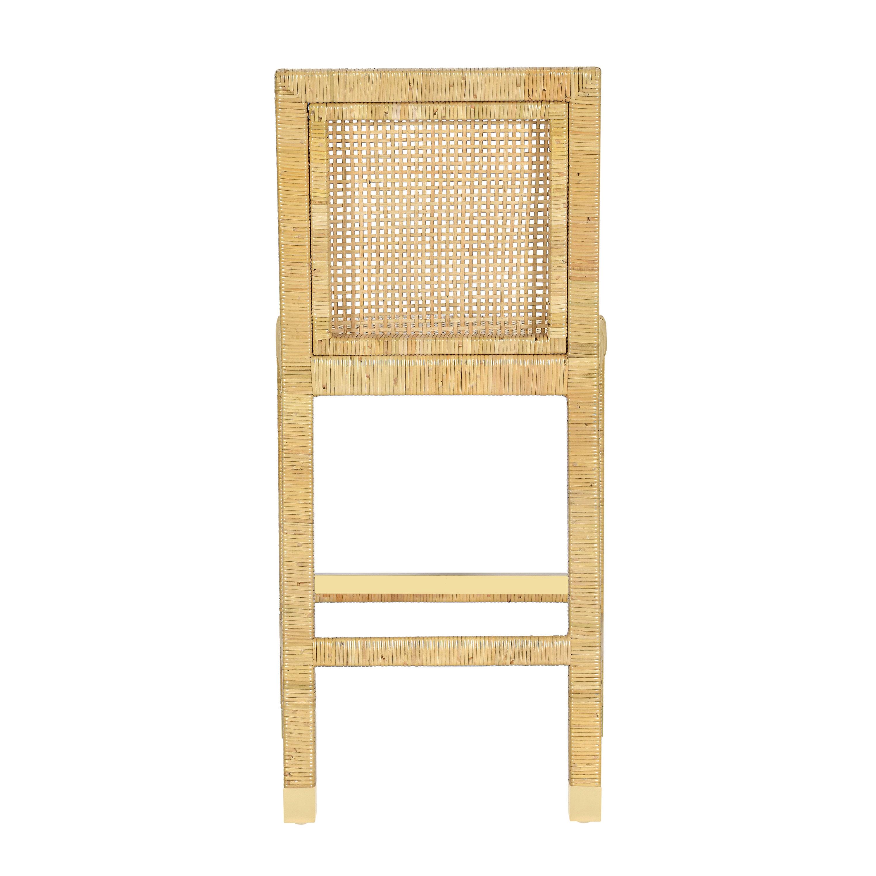 Amara Rattan & Cream Contract-Grade Linen Counter Stool