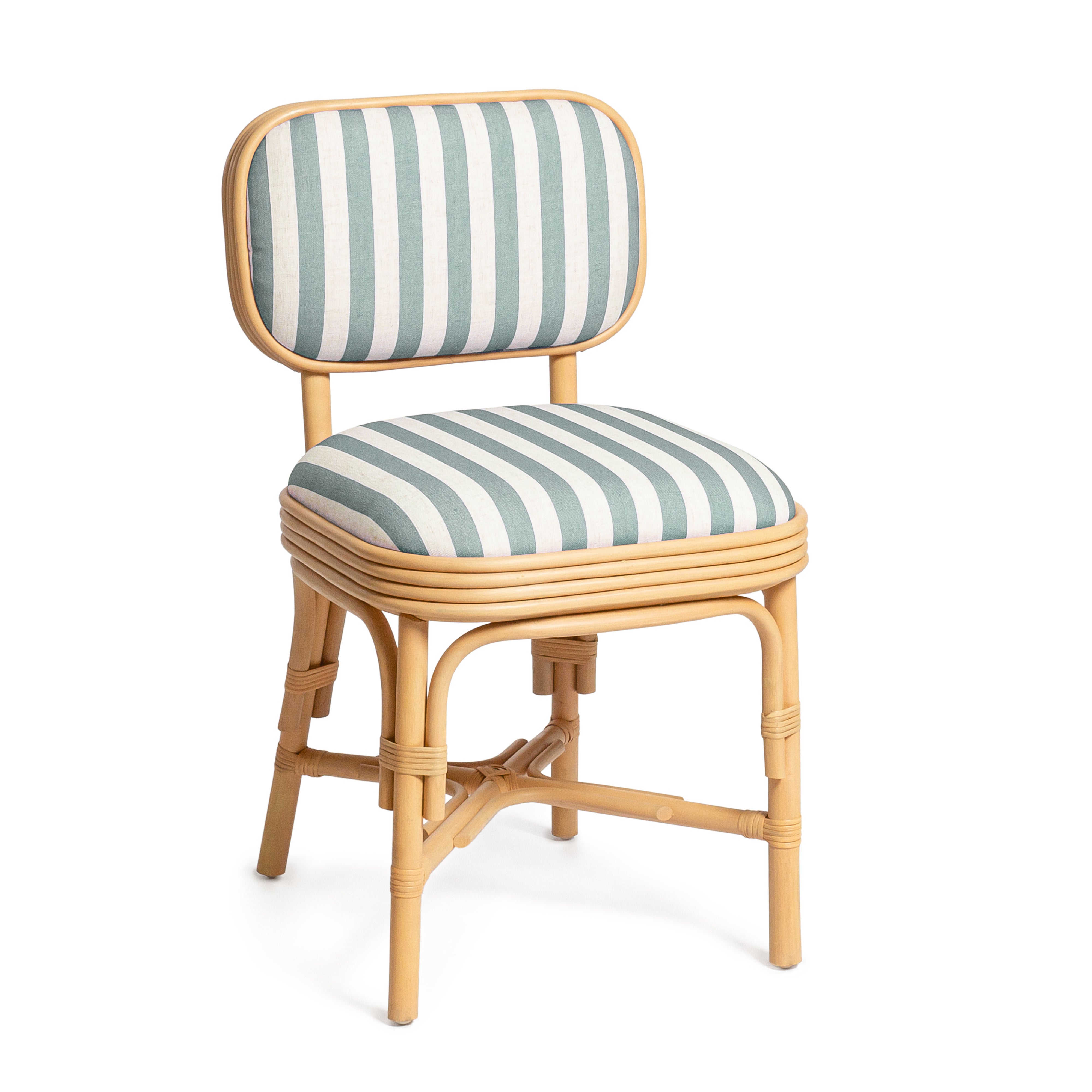 Dorine Striped Performance Linen and Rattan Dining Chair