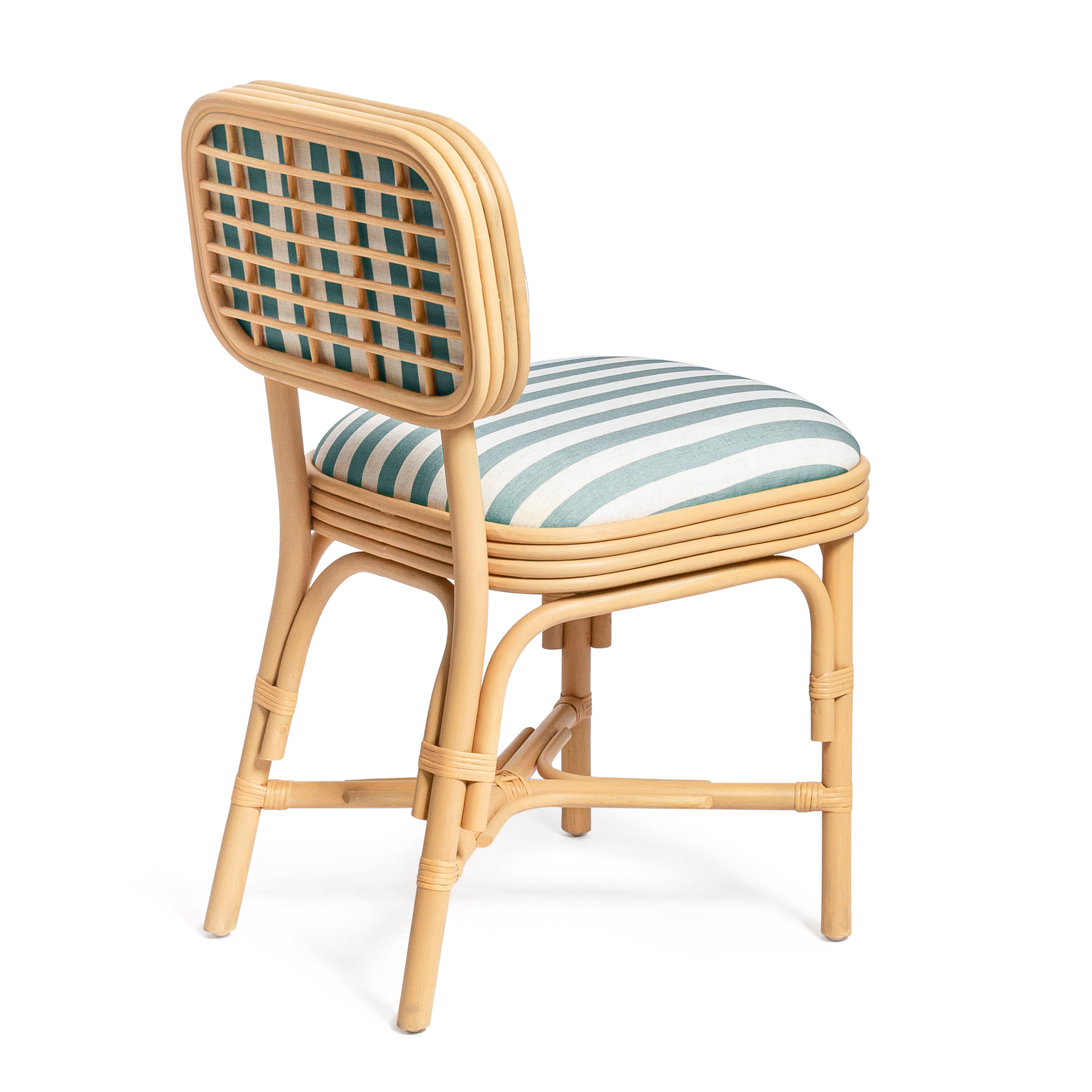 Dorine Striped Performance Linen and Rattan Dining Chair