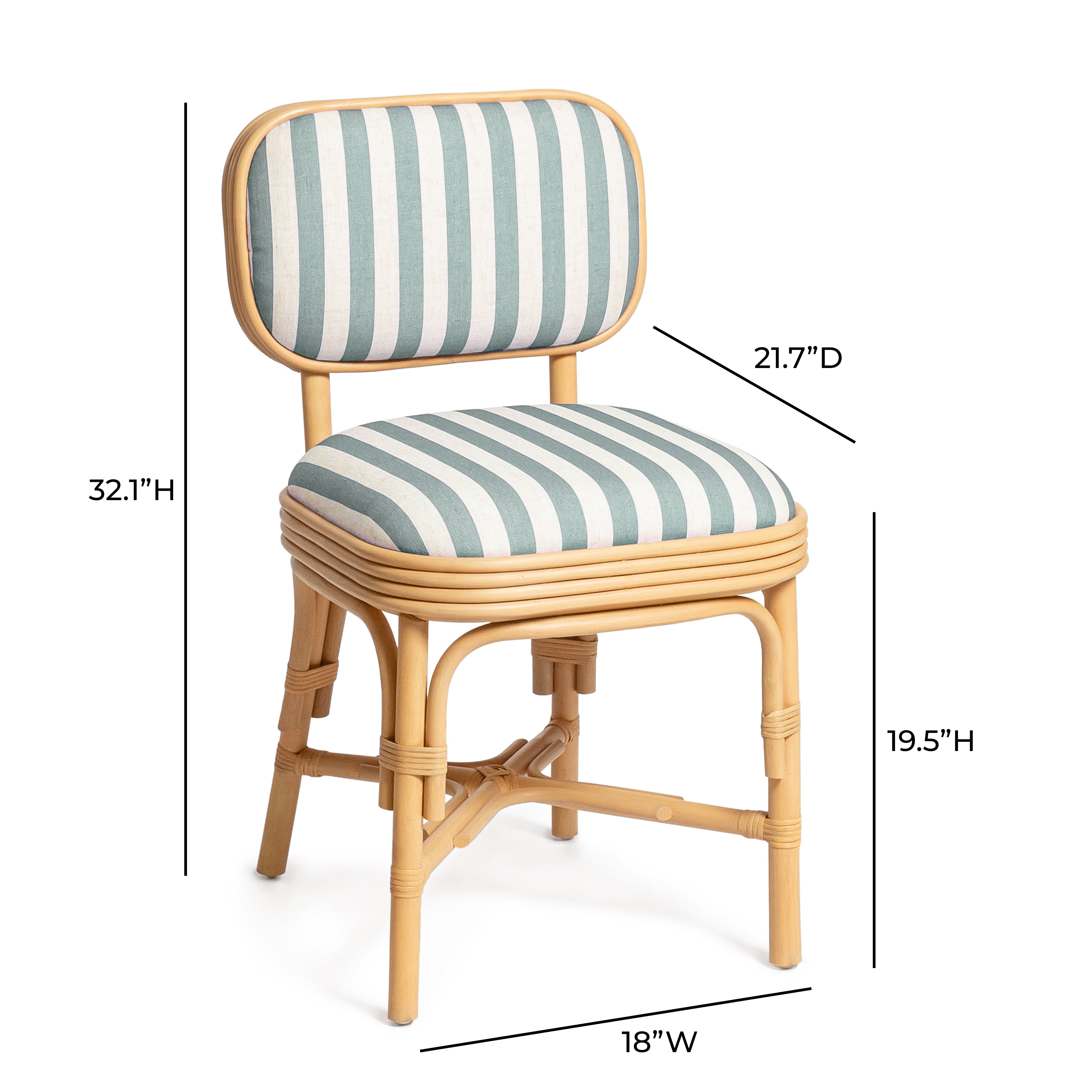Dorine Striped Performance Linen and Rattan Dining Chair