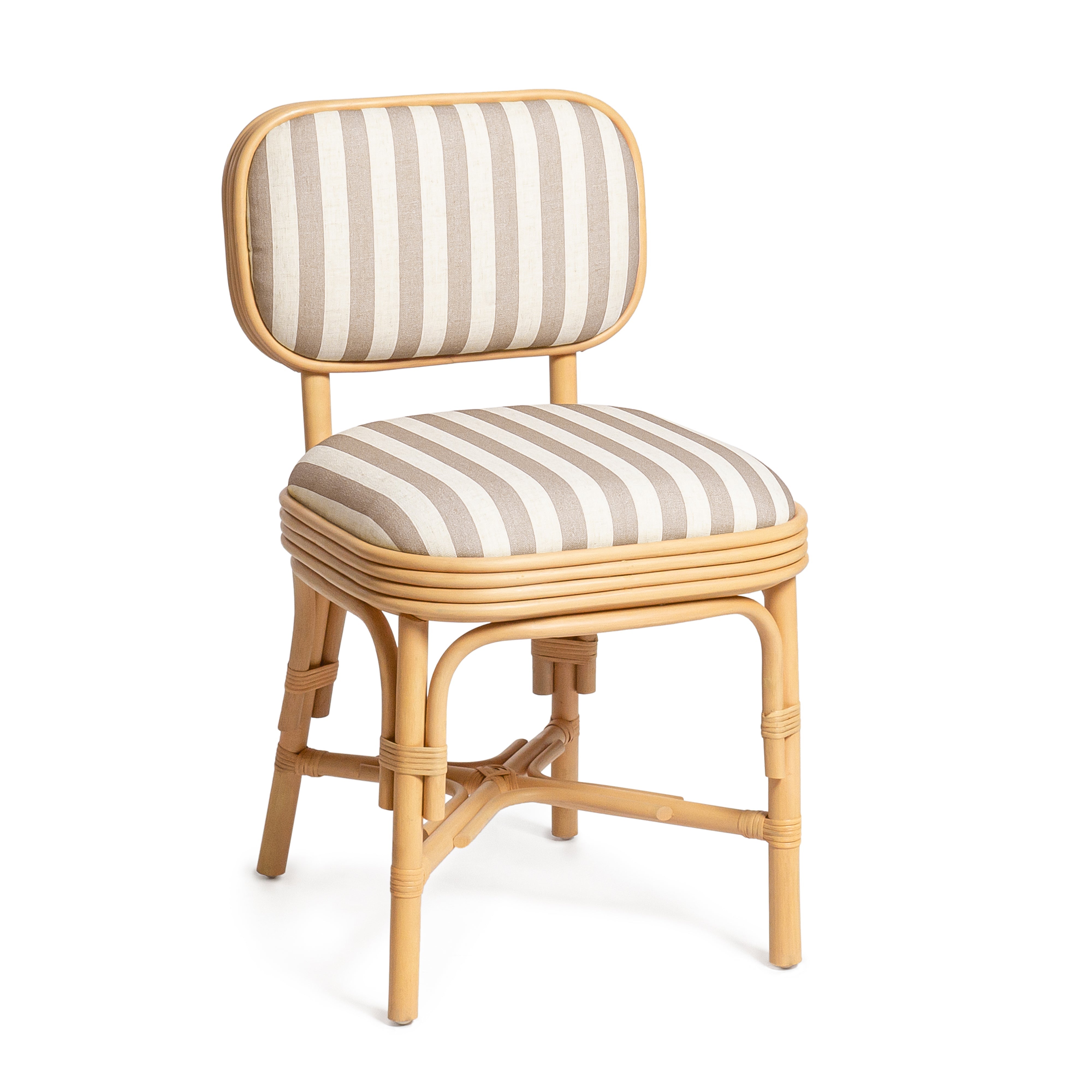 Dorine Striped Performance Linen and Rattan Dining Chair