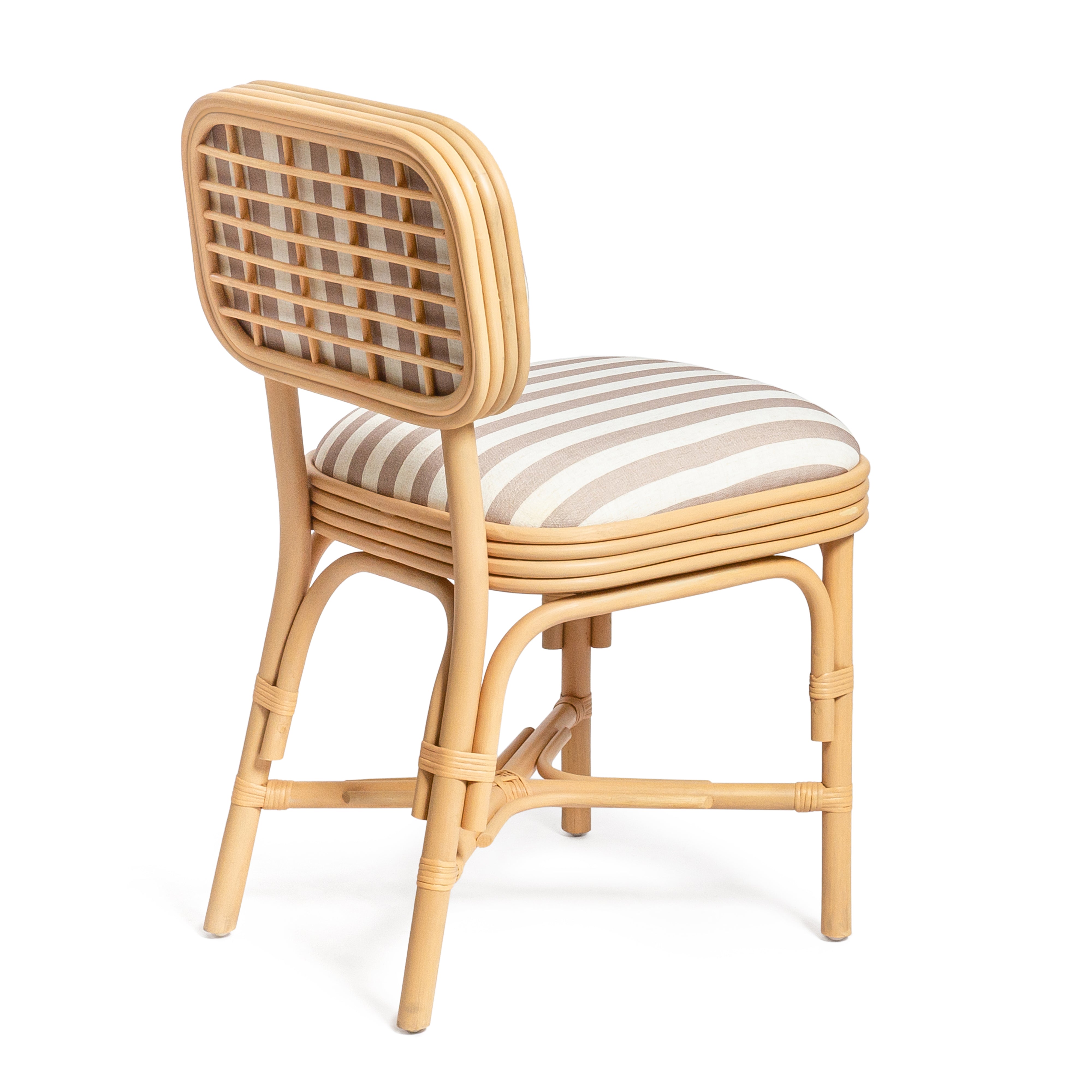 Dorine Striped Performance Linen and Rattan Dining Chair