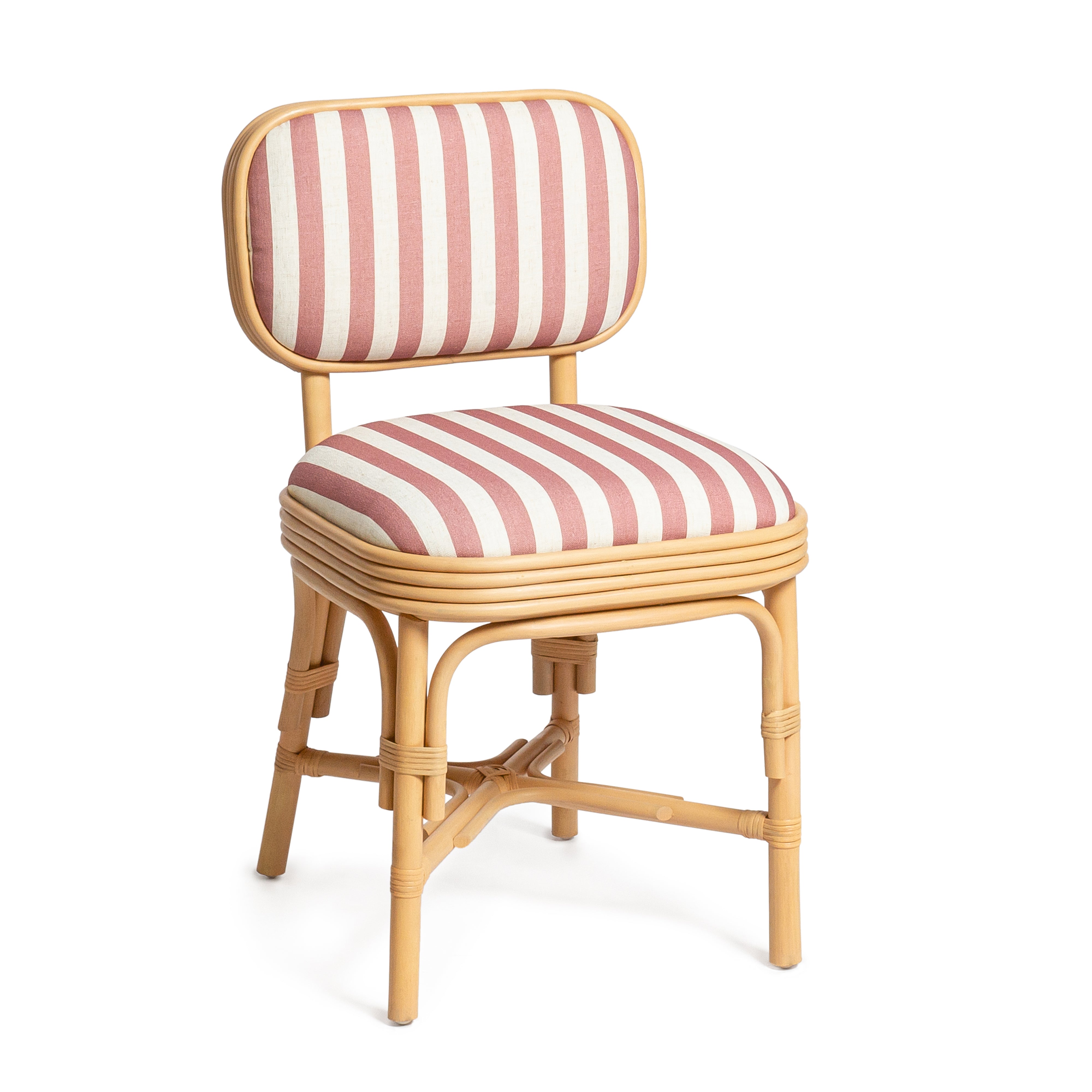 Dorine Striped Performance Linen and Rattan Dining Chair