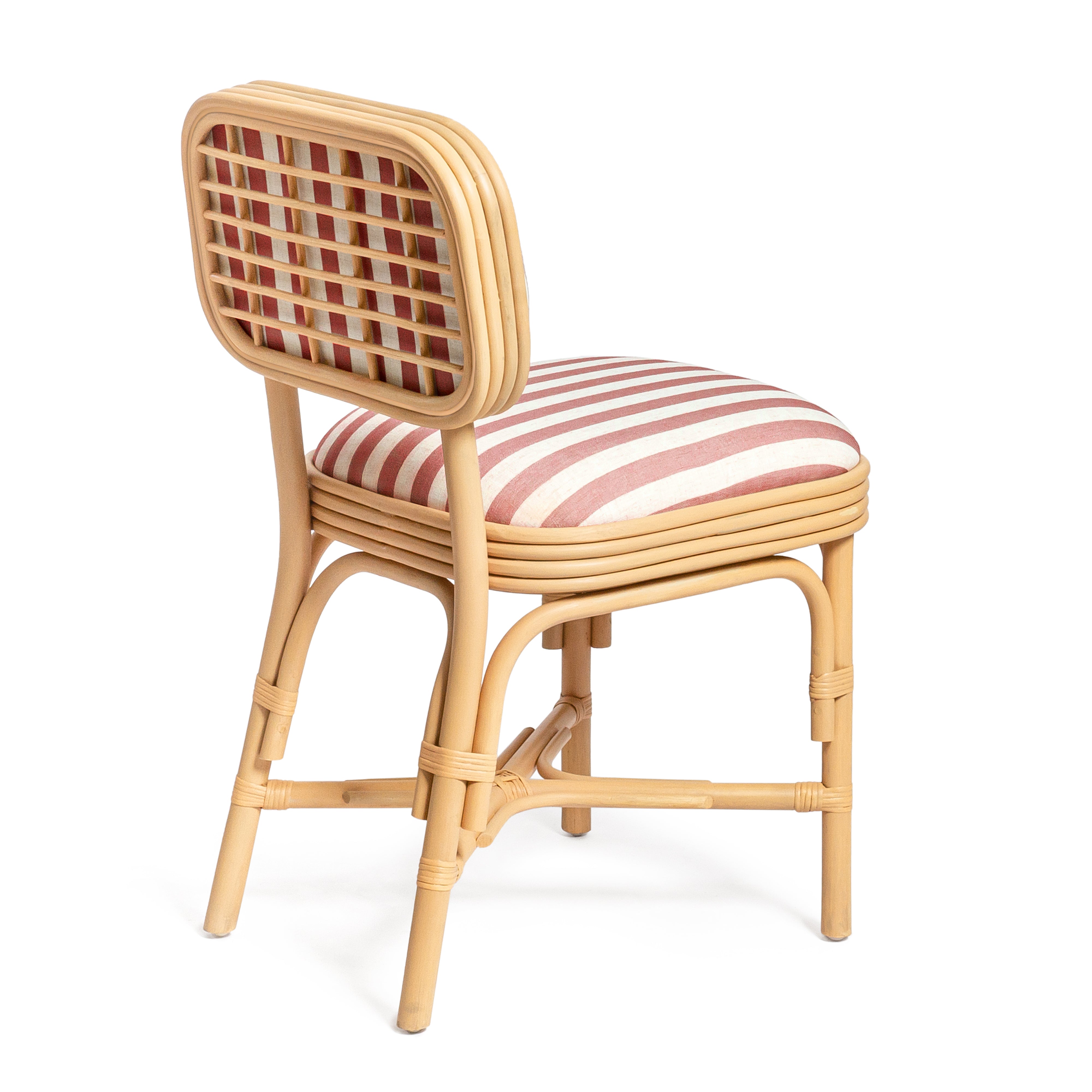 Dorine Striped Performance Linen and Rattan Dining Chair