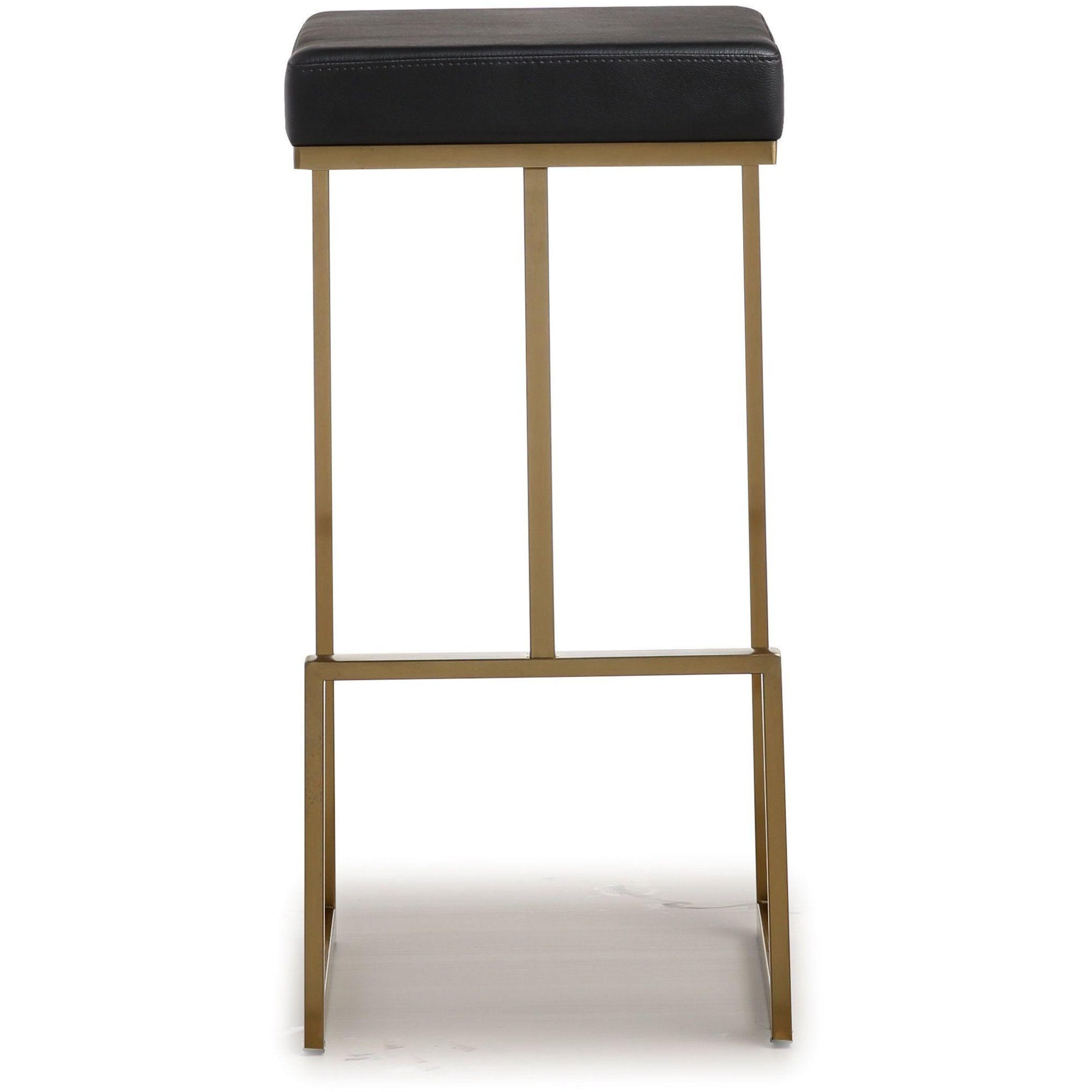 Ferrara Black Performance Vegan Leather and Gold Steel Barstool - Set of 2