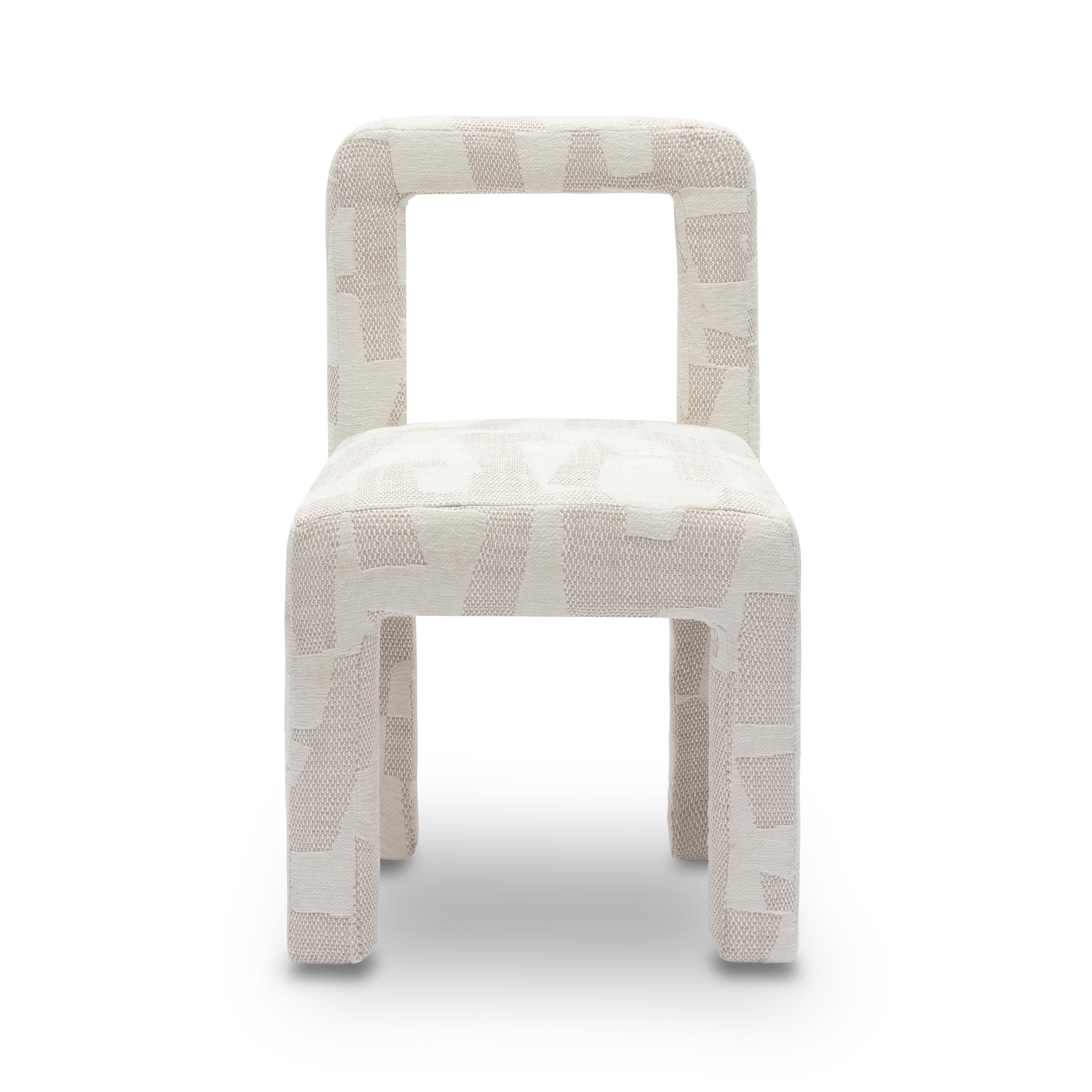 Hazel Cream Patterned Performance Jacquard Dining Chair