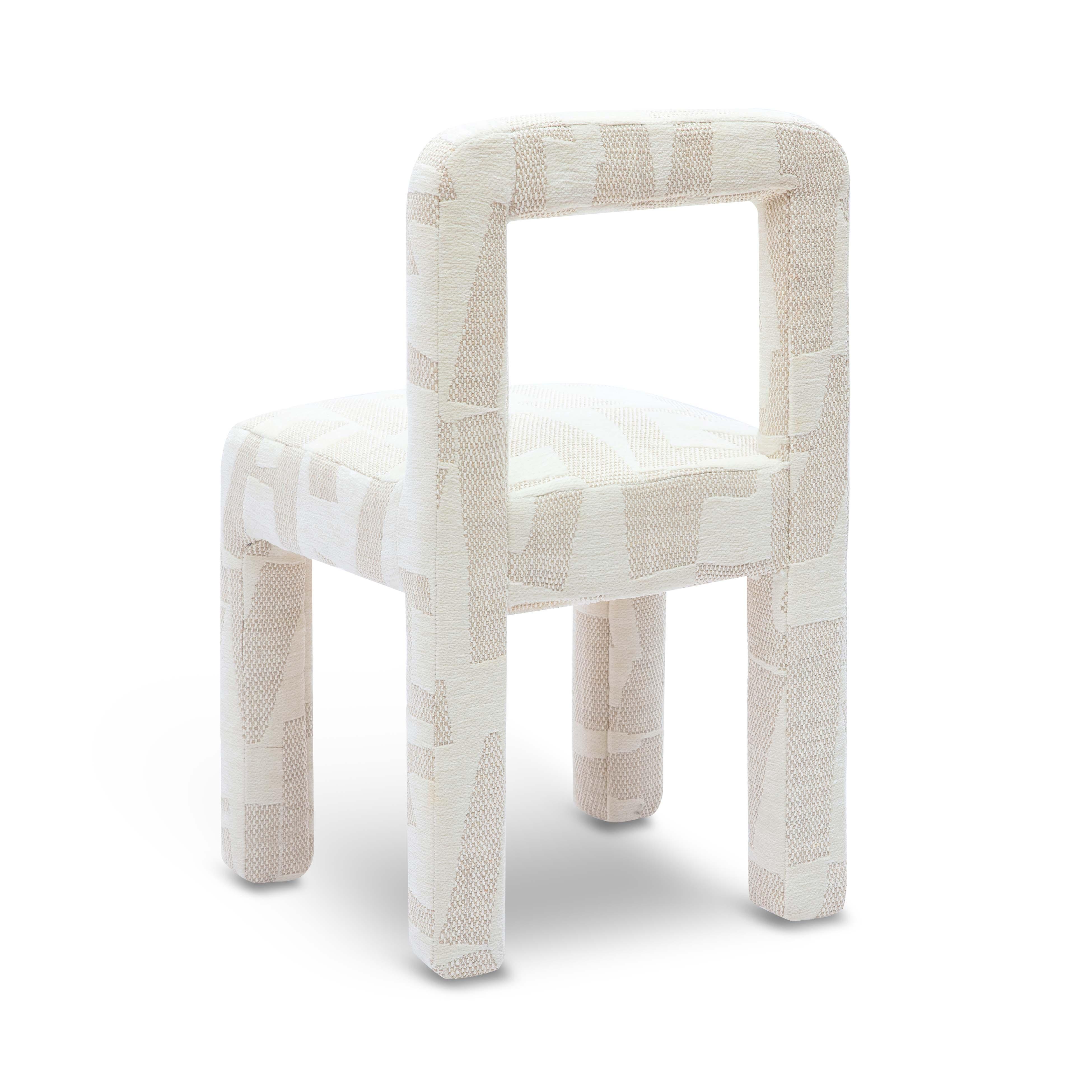 Hazel Cream Patterned Performance Jacquard Dining Chair