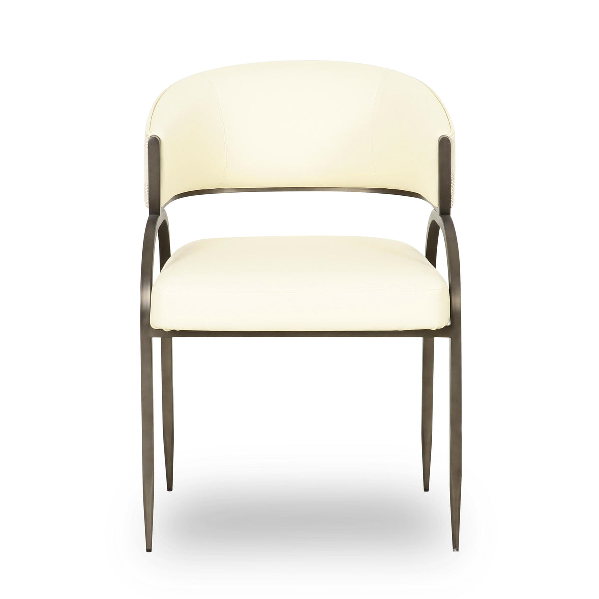 Tatum Cream 2-Tone Performance Vegan Leather and Jacquard Dining Chair