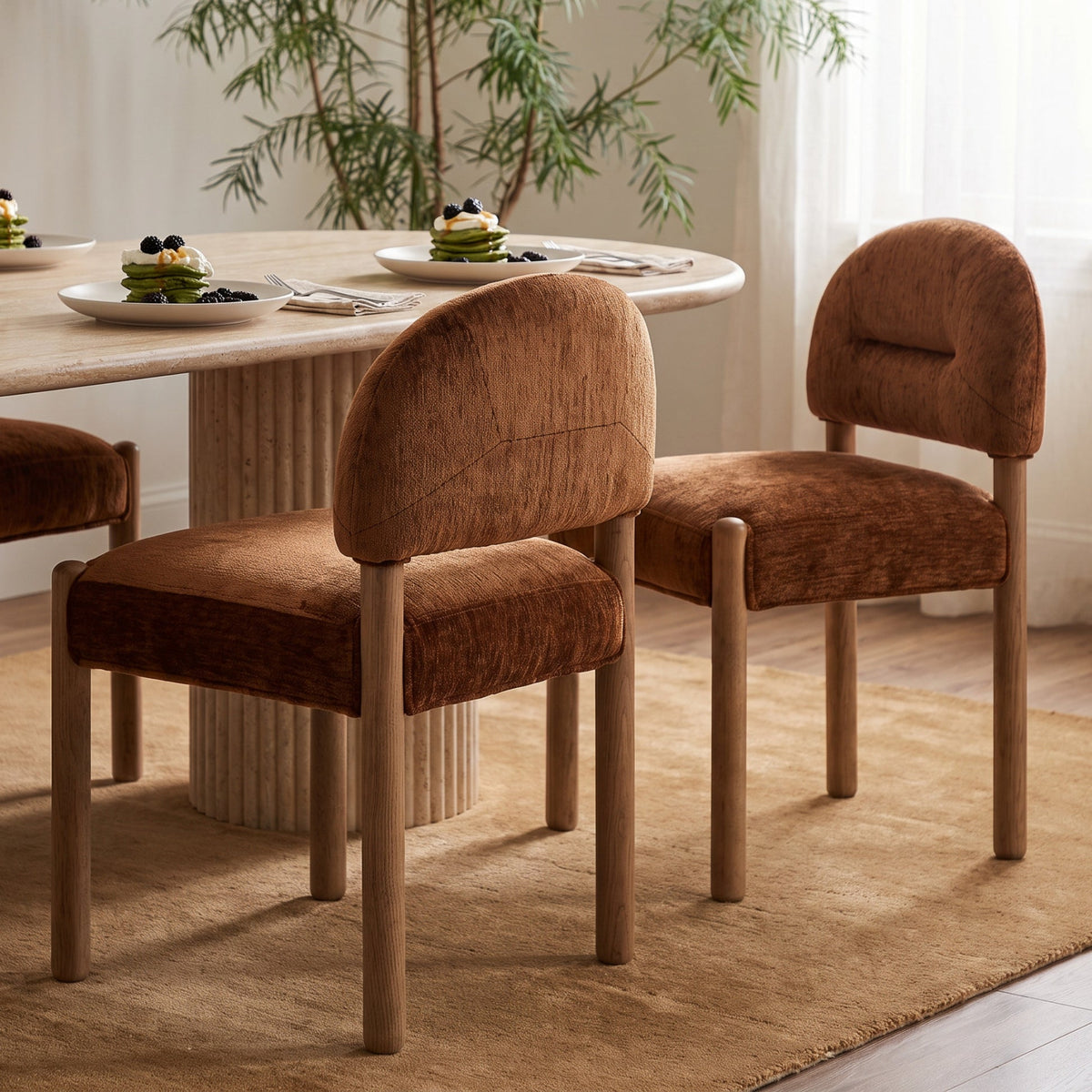 Bruno Thick Performance Chenille Arched Back Dining Chair