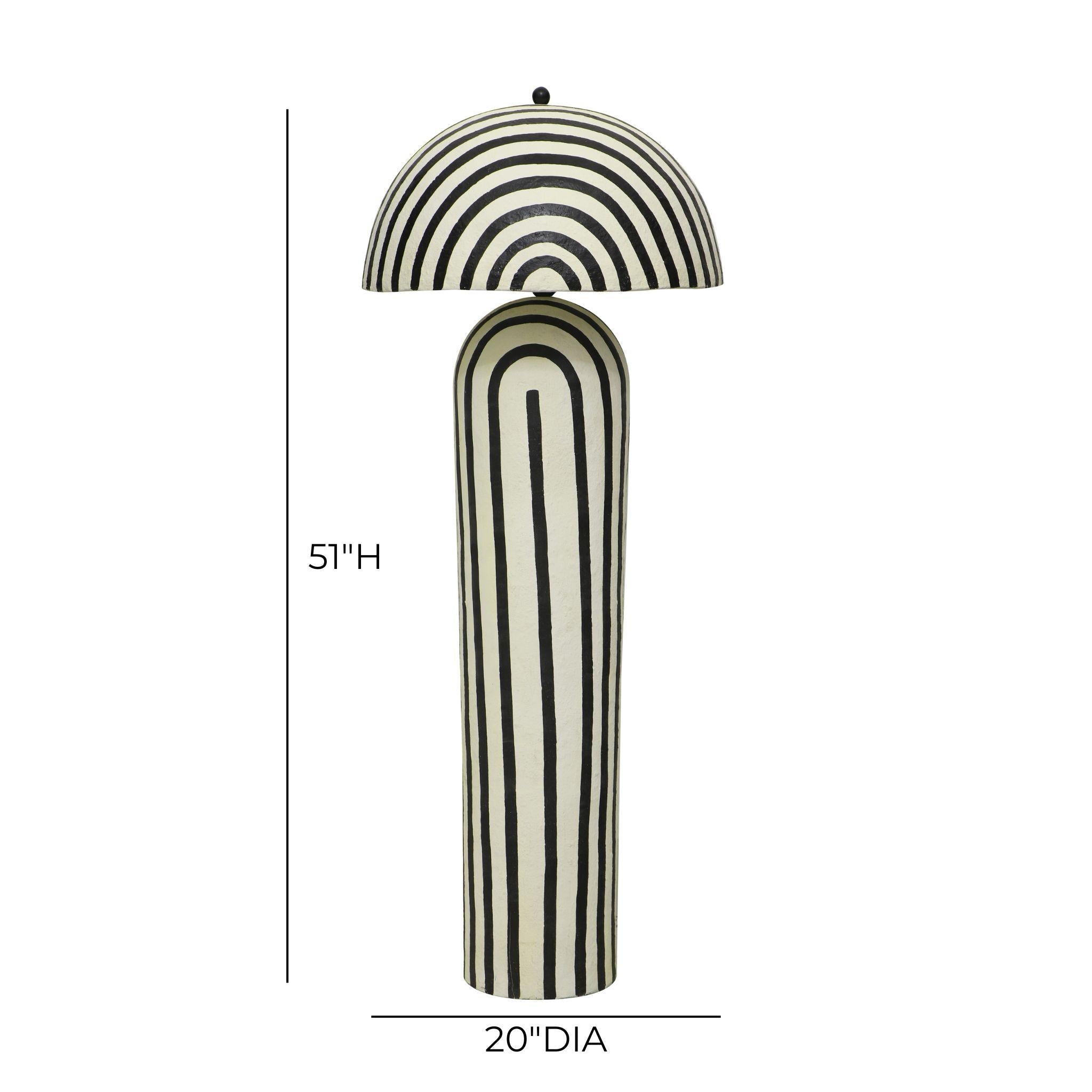 Maiori Black Striped Papier Mache Floor Lamp