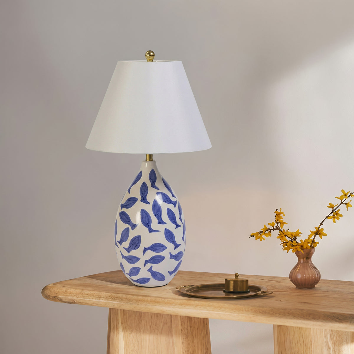 Sardine White Lamp Blue Ceramic Table Lamp