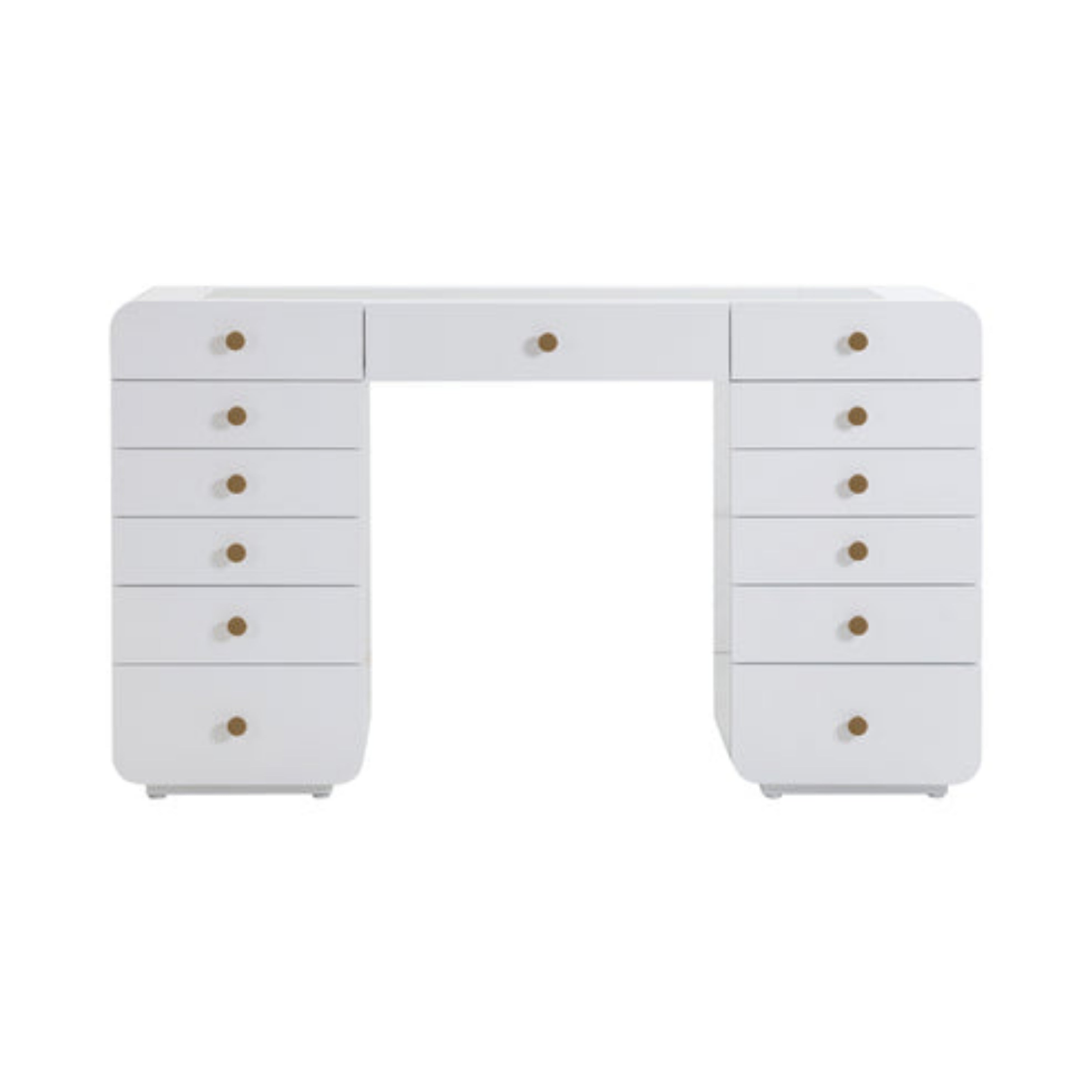 Hollywood 56" White Desk with LED Panel Vanity Mirror