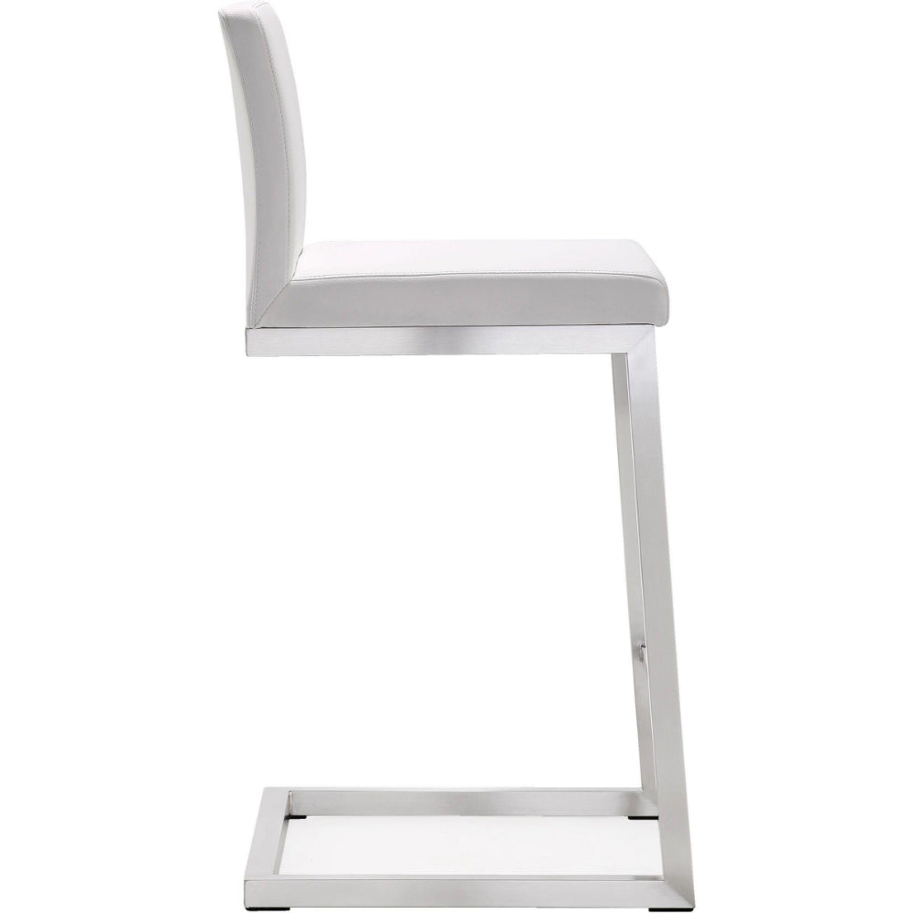 Parma Performance Vegan Leather and Stainless Steel Counter Stool - Set of 2