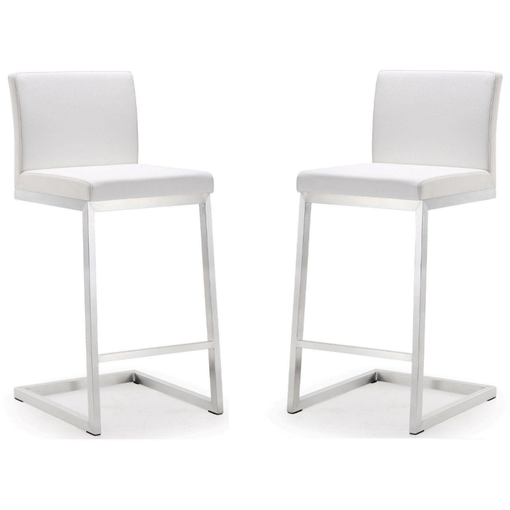 Parma Performance Vegan Leather and Stainless Steel Counter Stool - Set of 2
