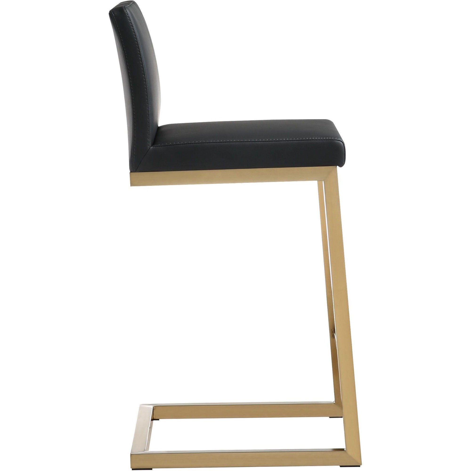 Parma Performance Vegan Leather and Gold Steel Counter Stool - Set of 2