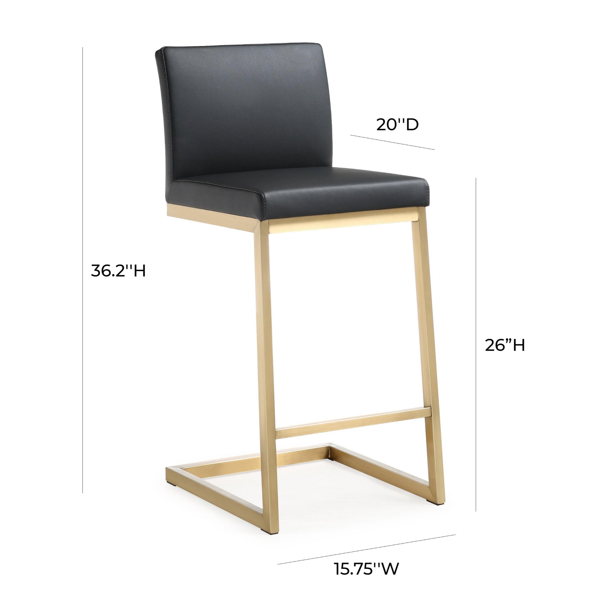 Parma Performance Vegan Leather and Gold Steel Counter Stool - Set of 2