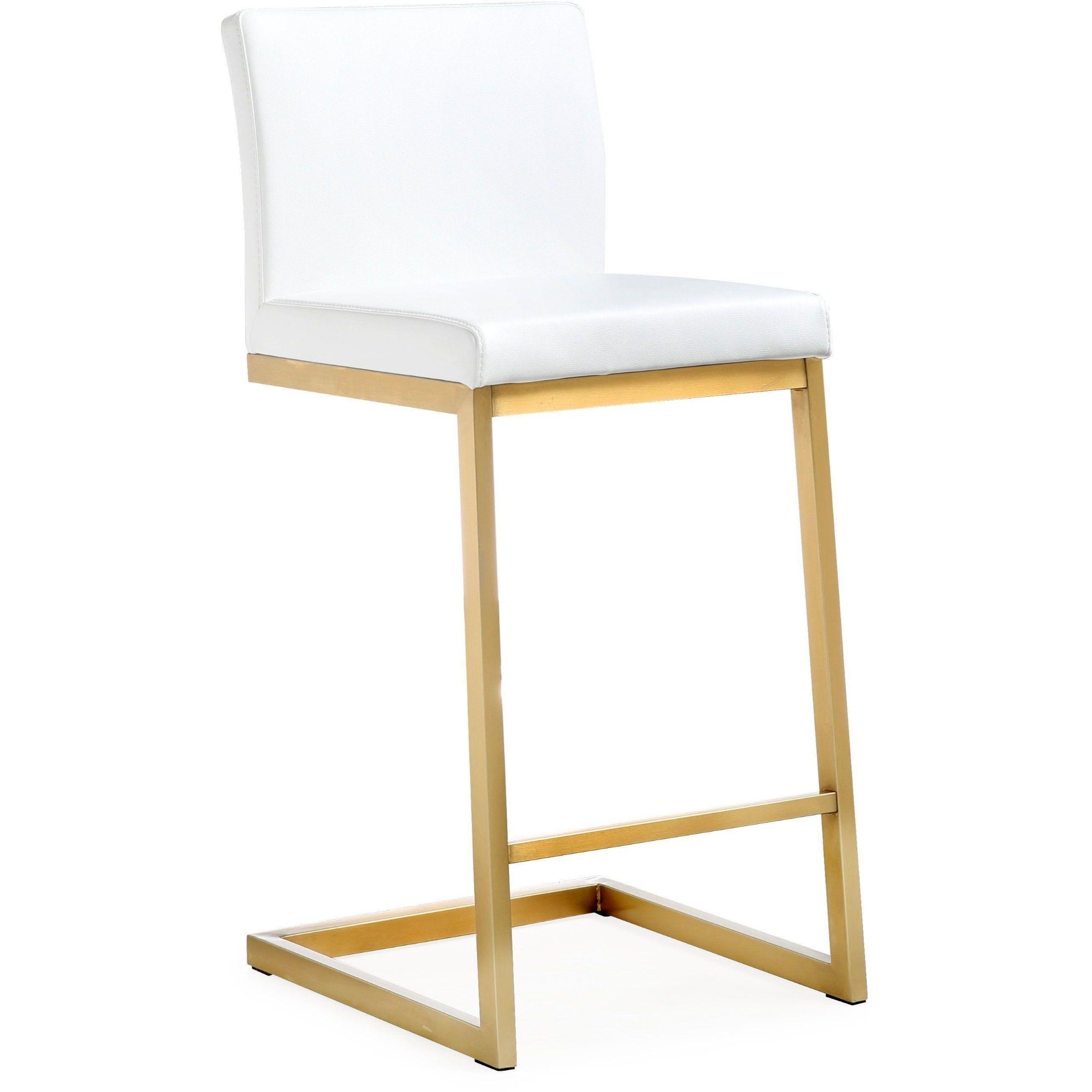 Parma Performance Vegan Leather and Gold Steel Counter Stool - Set of 2