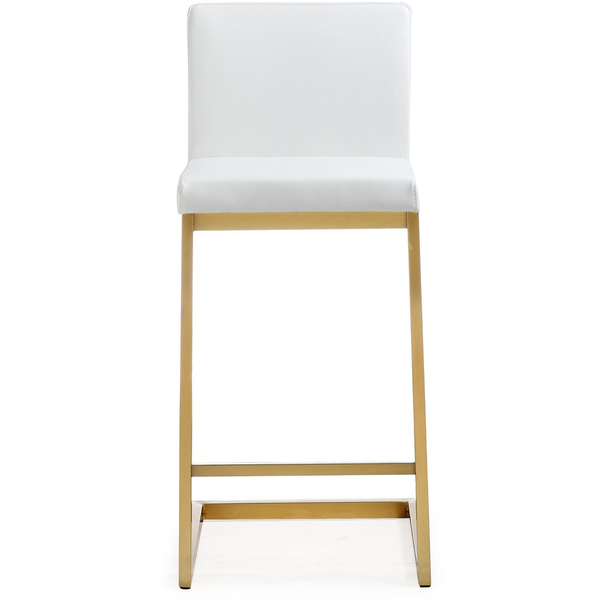 Parma Performance Vegan Leather and Gold Steel Counter Stool - Set of 2