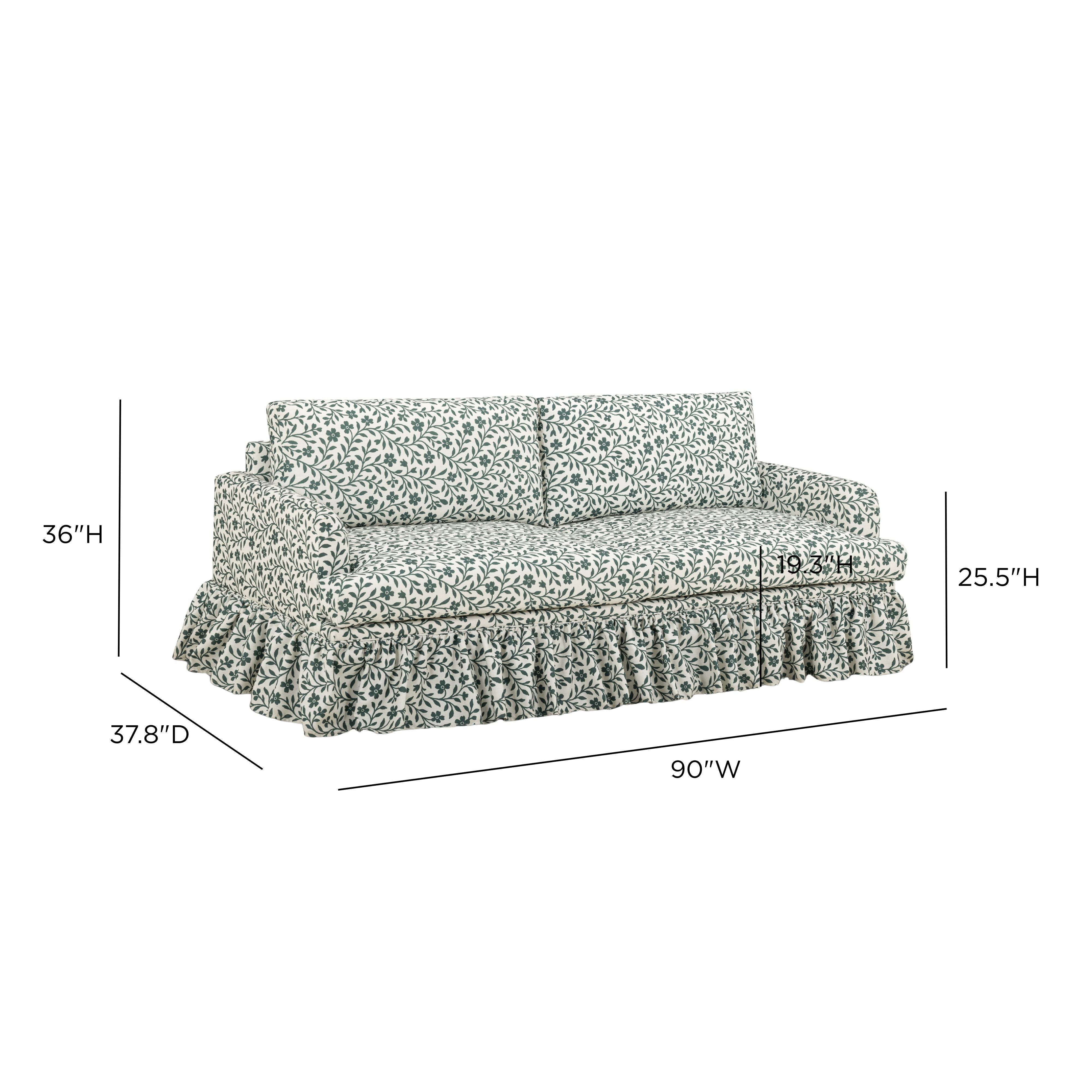 Gertrude 90" Floral Performance Linen Weave Sofa