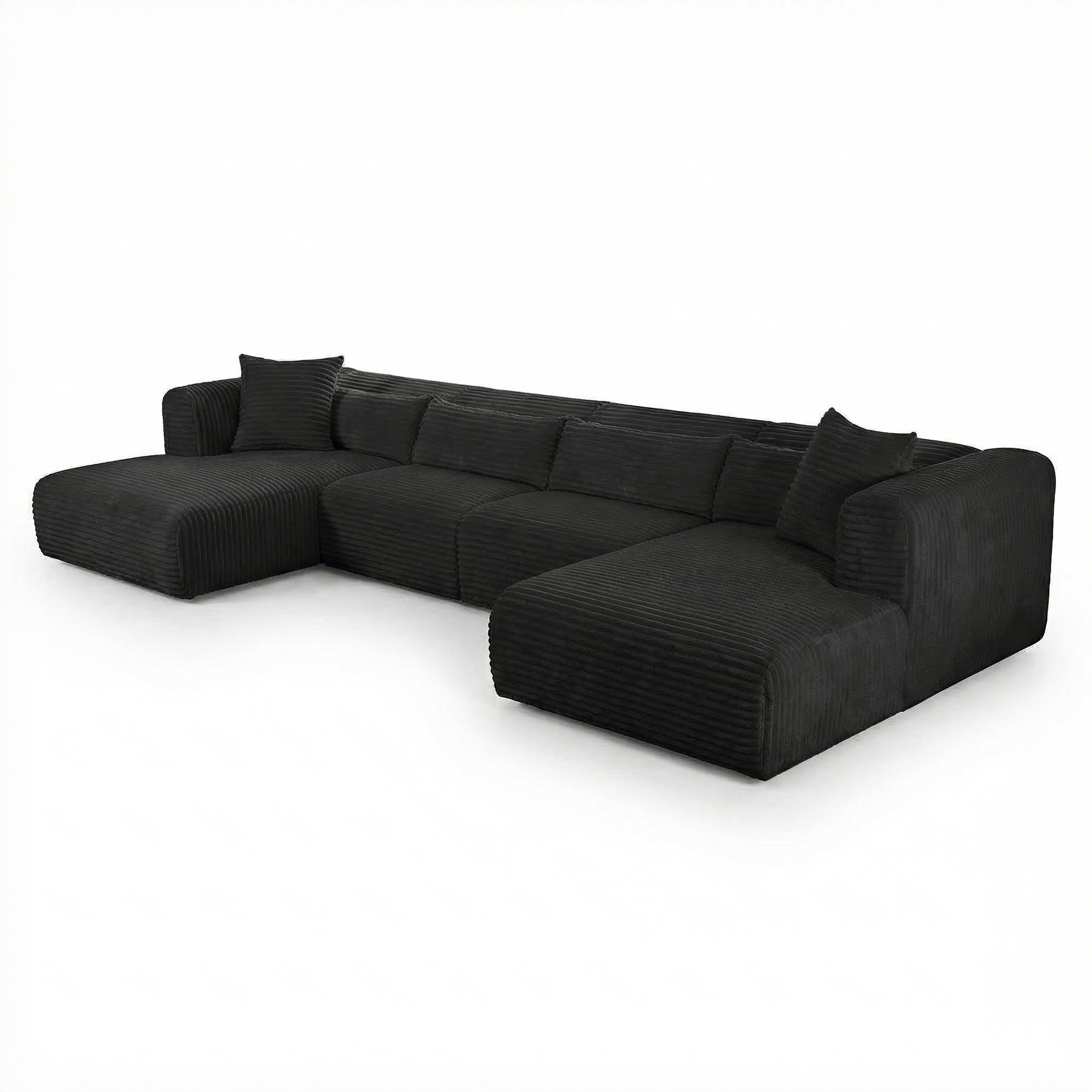 Tarra 4-Piece Fluffy Oversized Performance Corduroy Modular U-Sectional