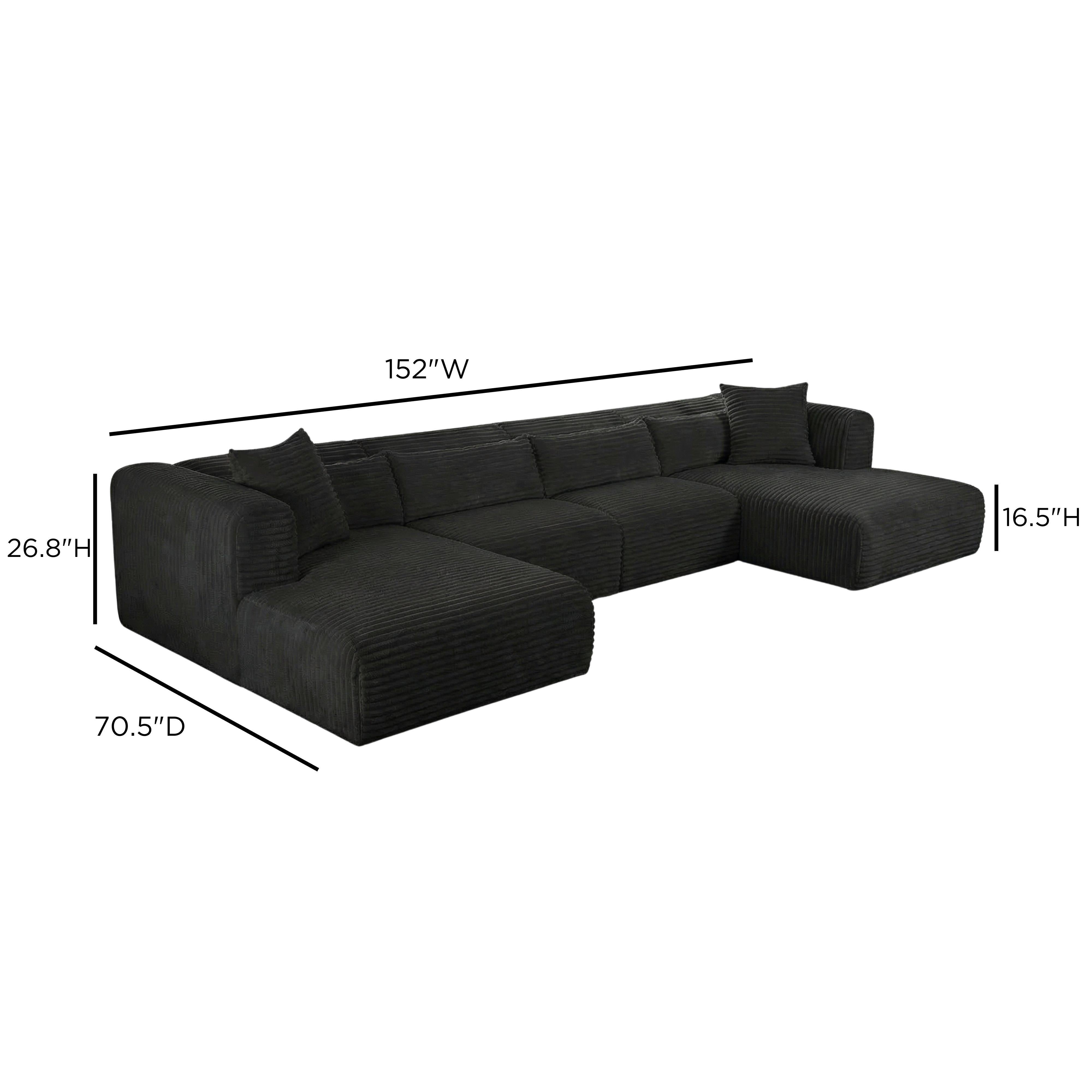 Tarra 4-Piece Fluffy Oversized Performance Corduroy Modular U-Sectional