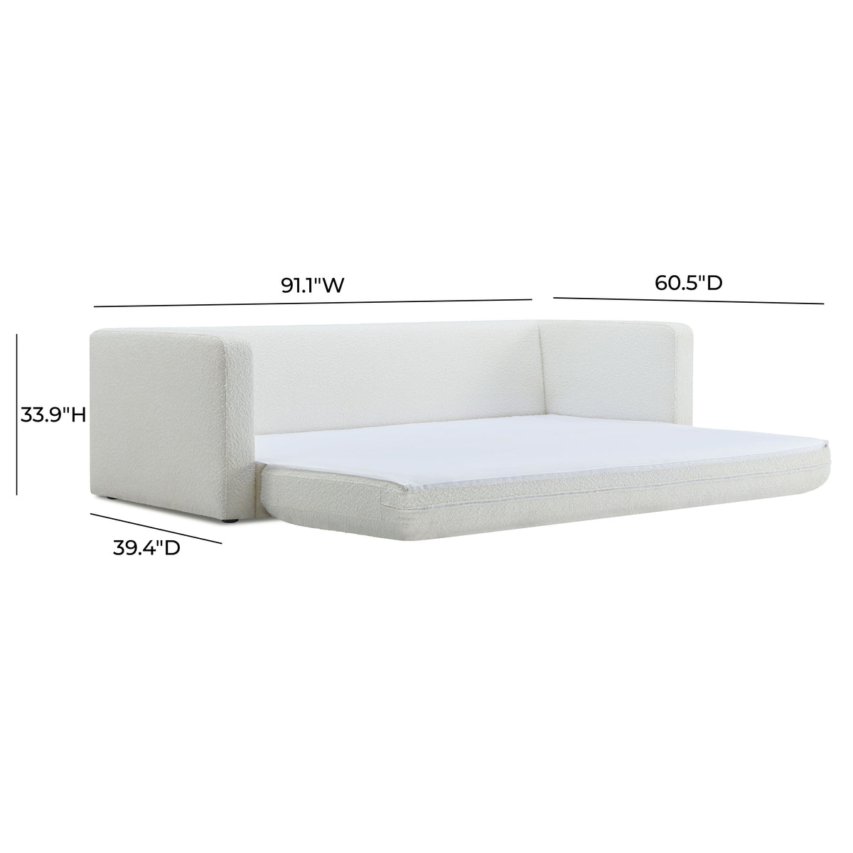 Ryan 91" Performance Boucle Sleeper Sofa
