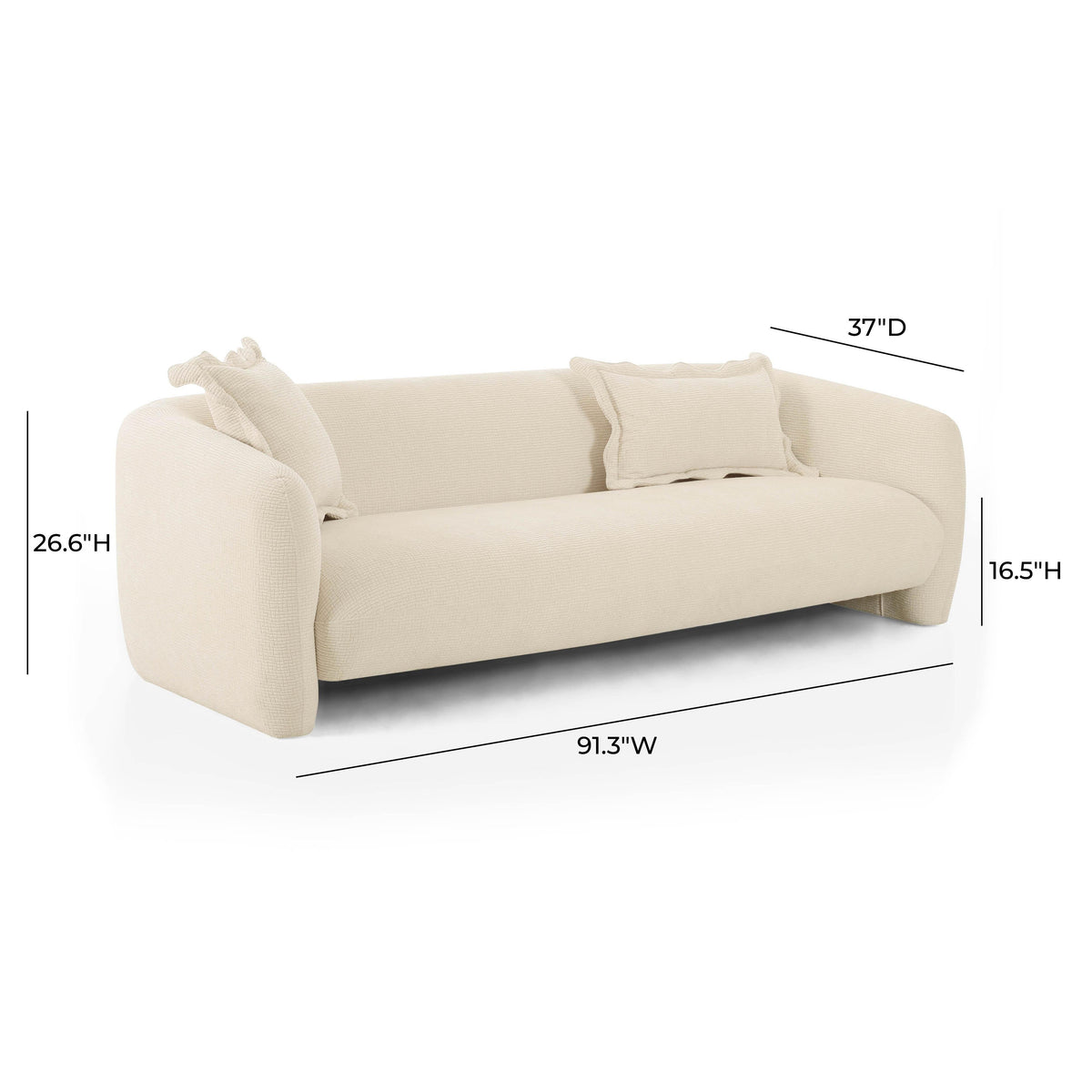 Lou 91" Sandstone Textured Performance Fabric Sofa