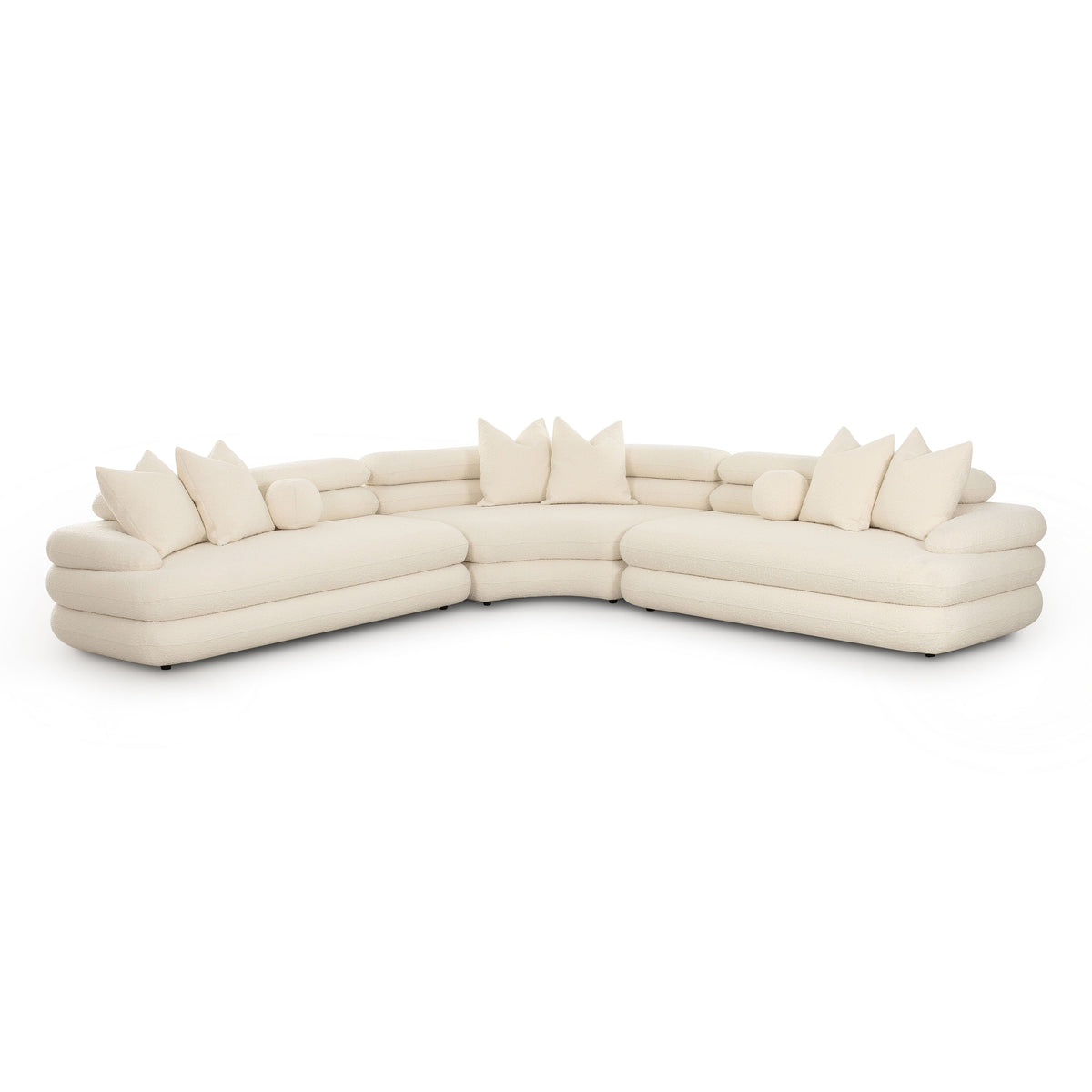Lulu 3-Piece Cream Performance Boucle Modular Curved L-Sectional