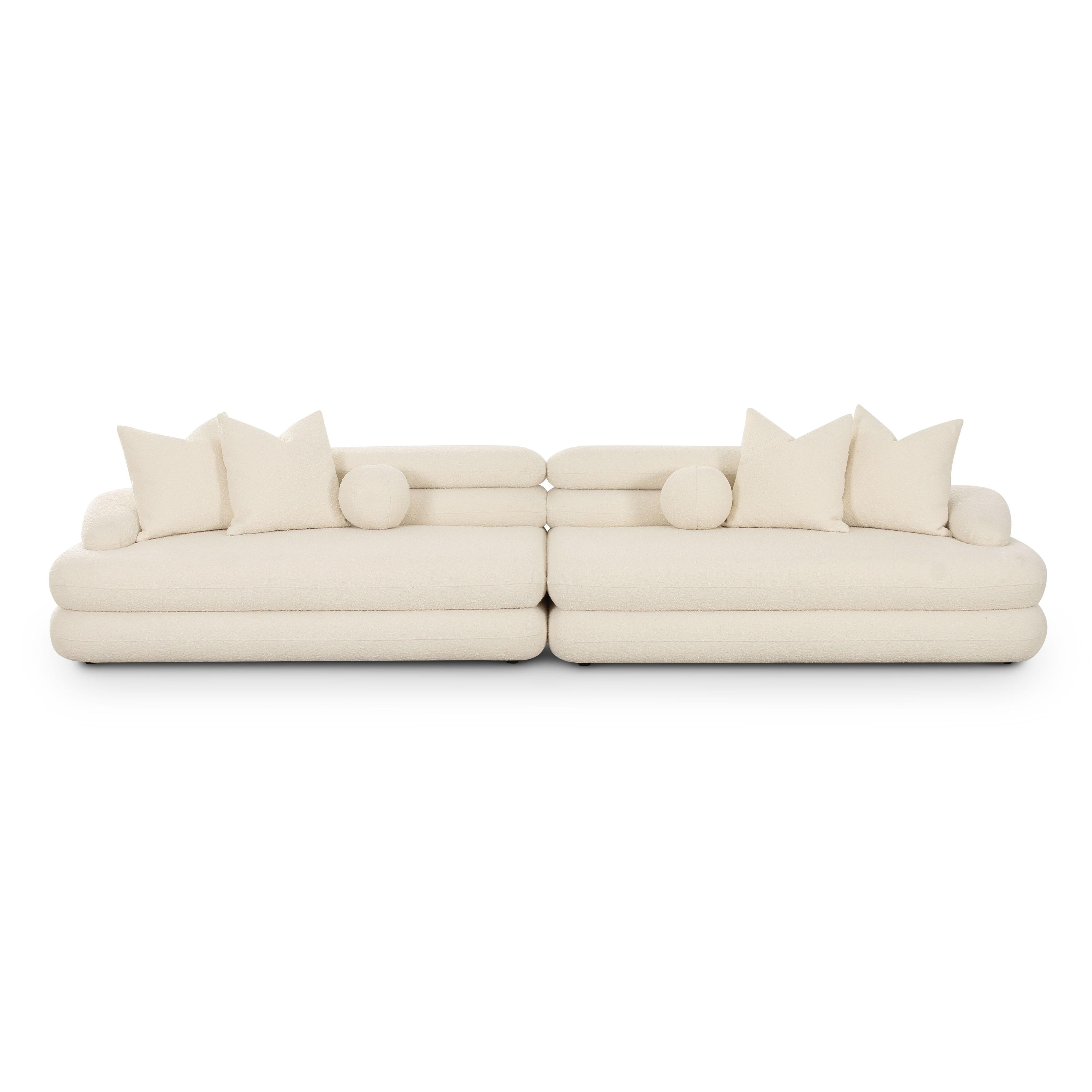 Lulu 141" Cream Performance Boucle Sofa