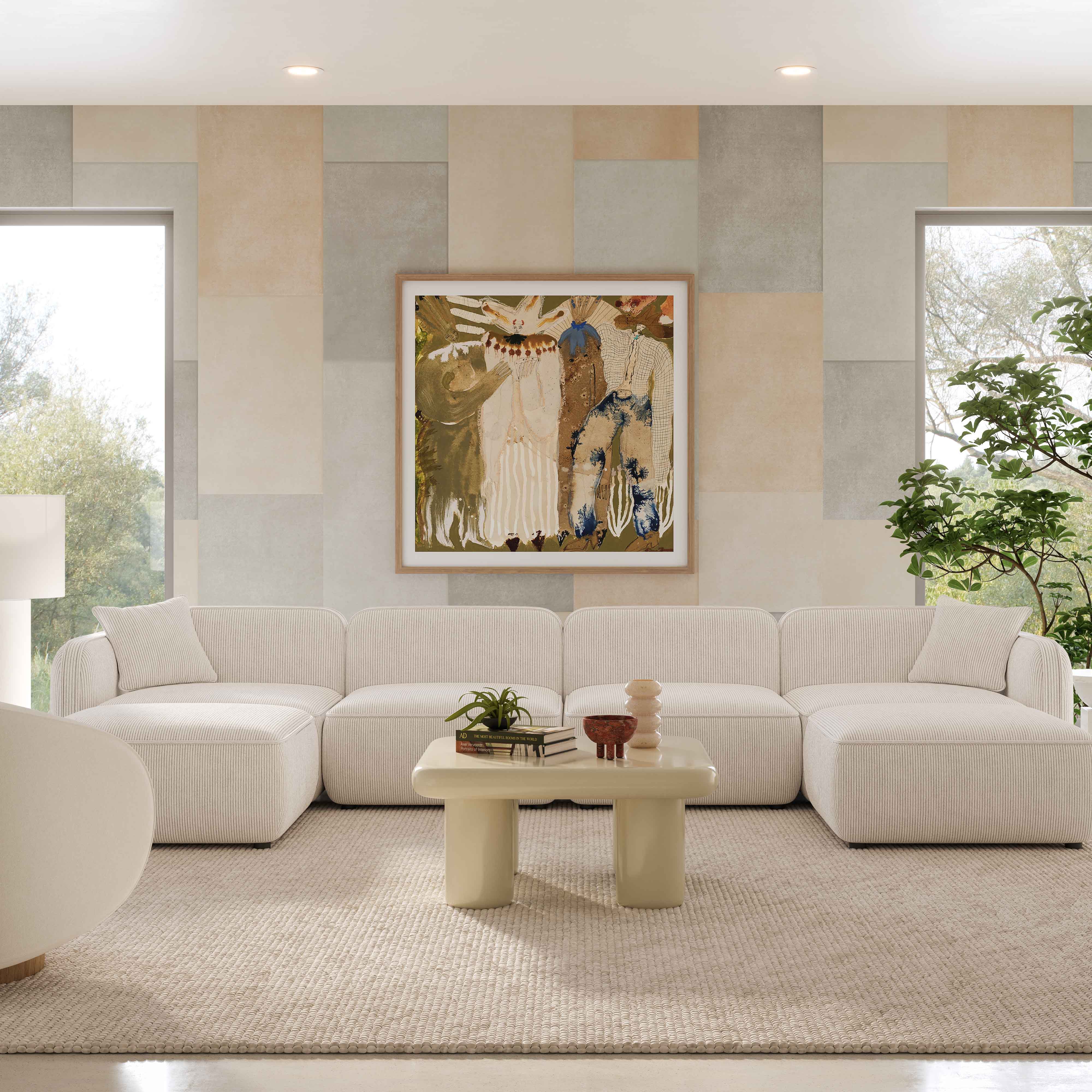 Travie 6-Piece Performance Corduroy Velvet Modular U-Sectional