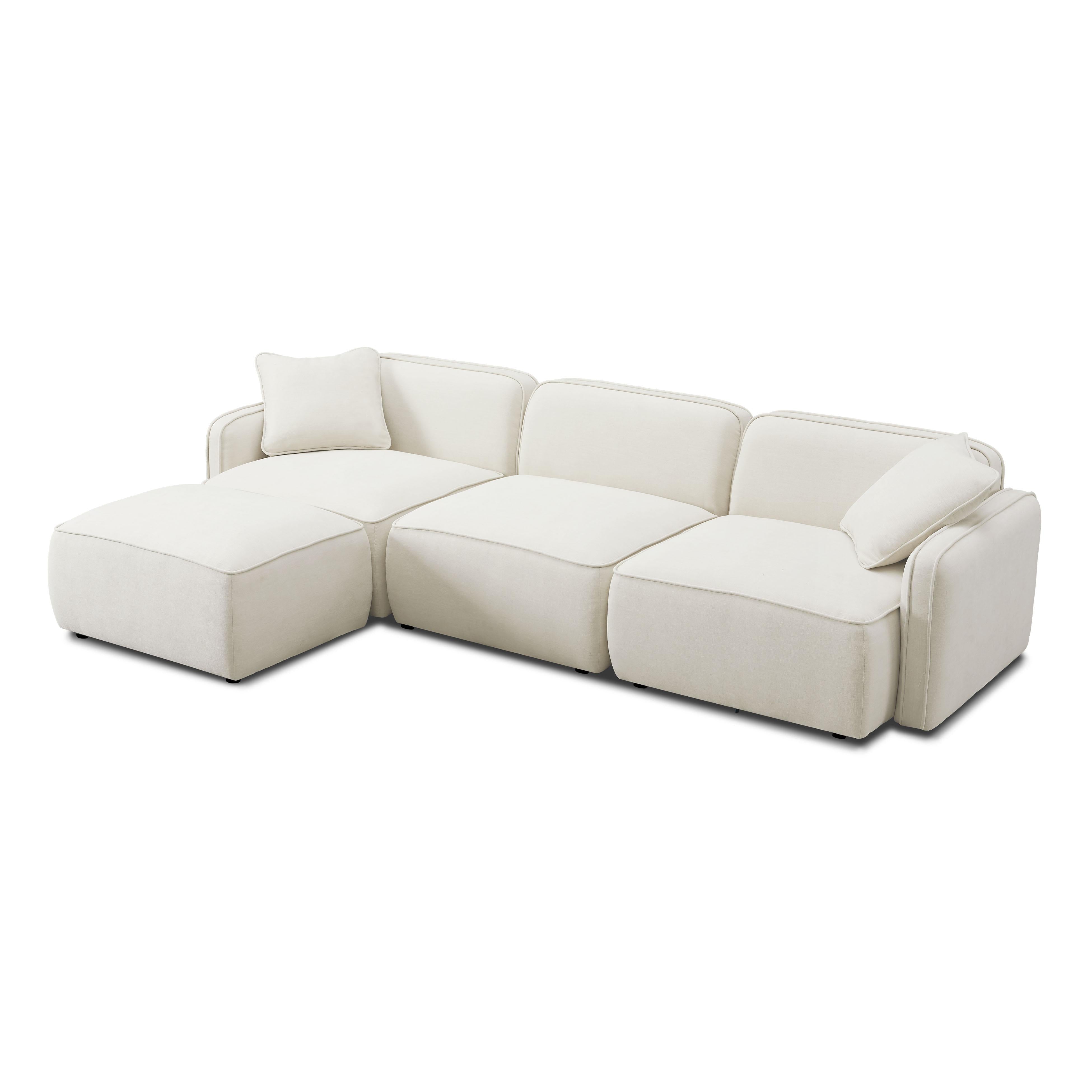 Travie 4-Piece Sand Upcycled Performance Linen Modular Sectional