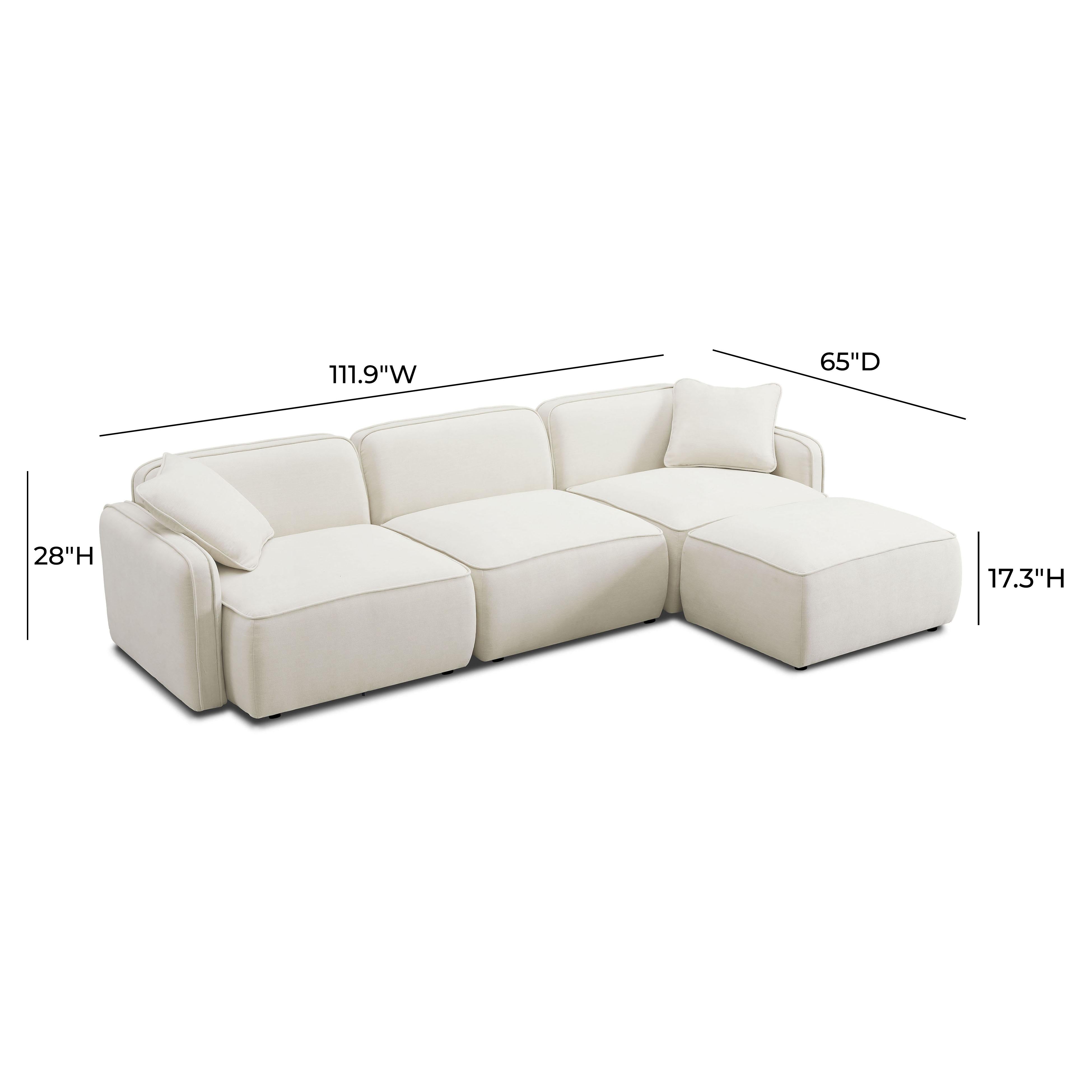 Travie 4-Piece Sand Upcycled Performance Linen Modular Sectional