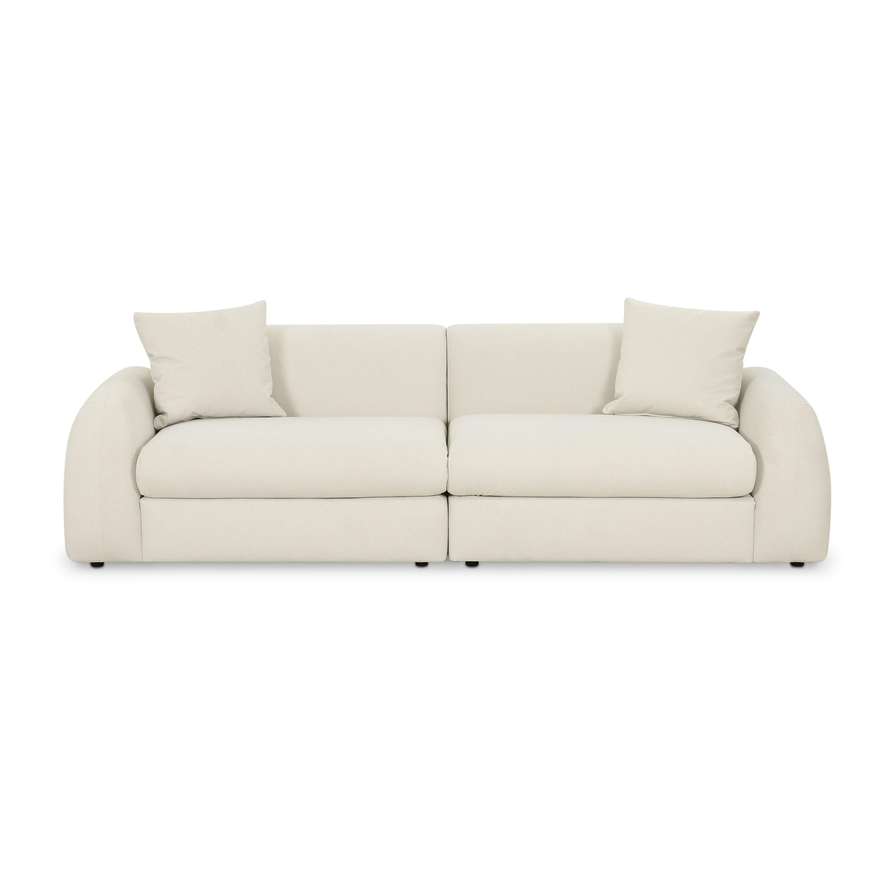 Kourtney 100" Cream Performance Faux Mohair Sofa