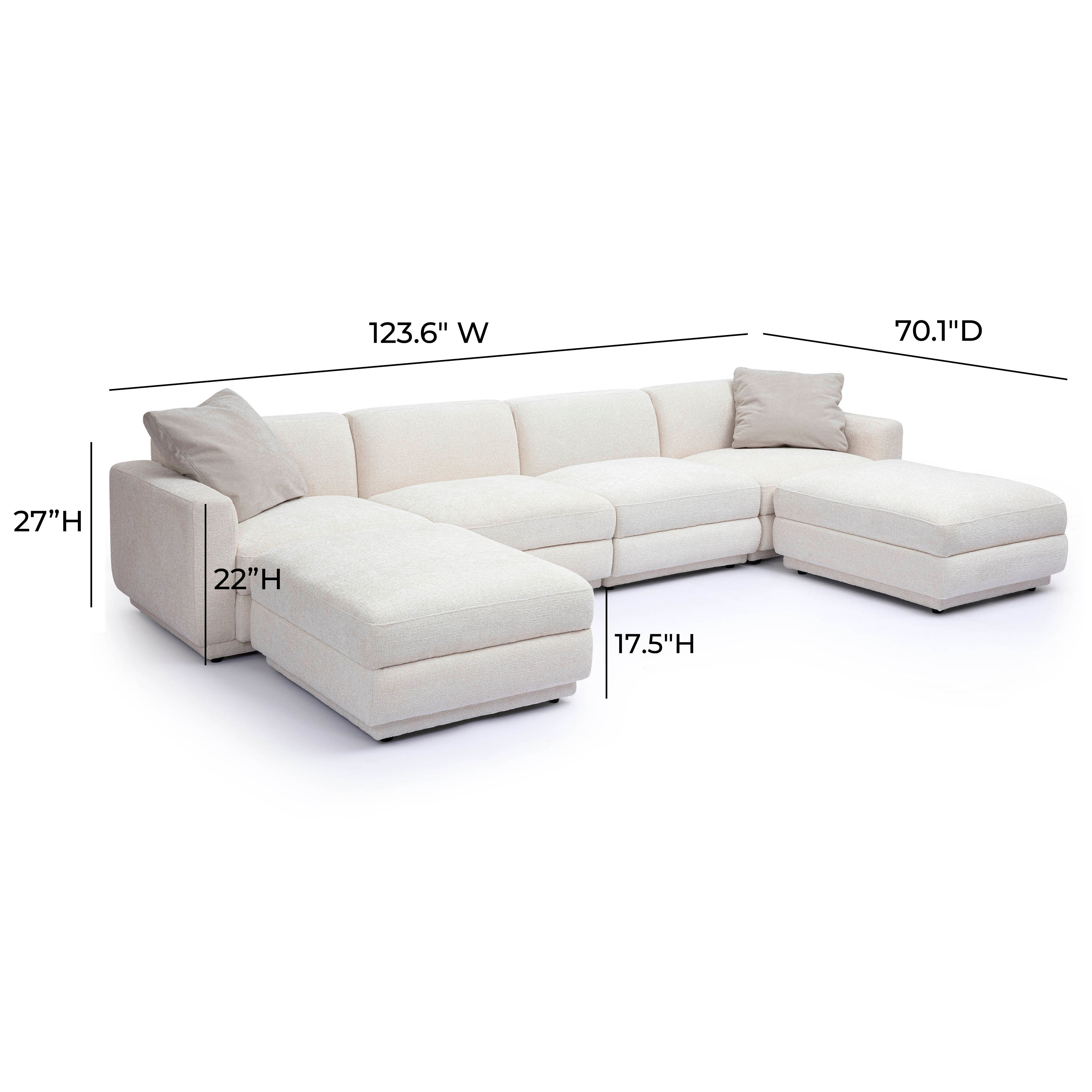 Perry 6-Piece Cream Performance Chenille Modular U-Sectional