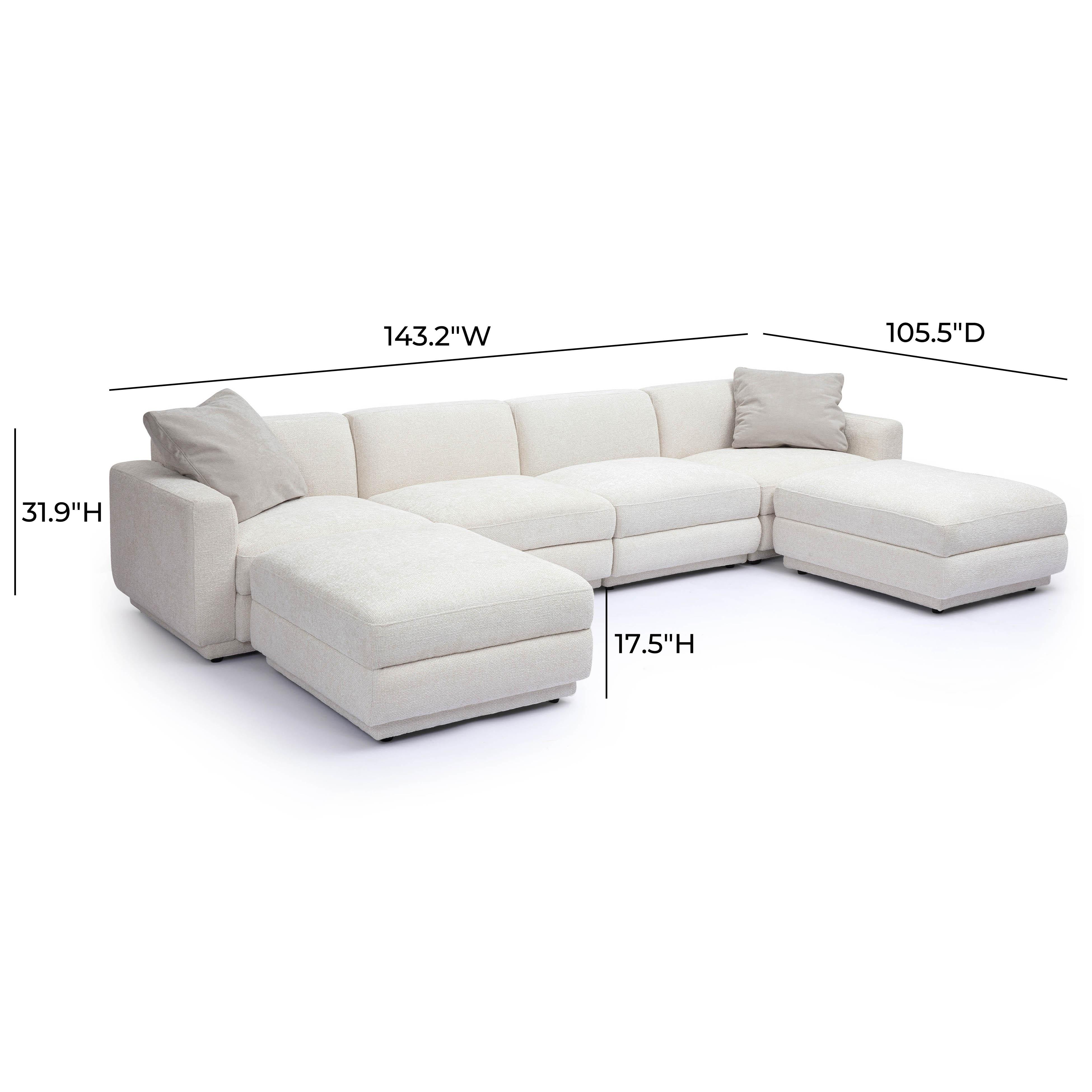 Perry 6-Piece Cream Performance Chenille Modular U-Sectional