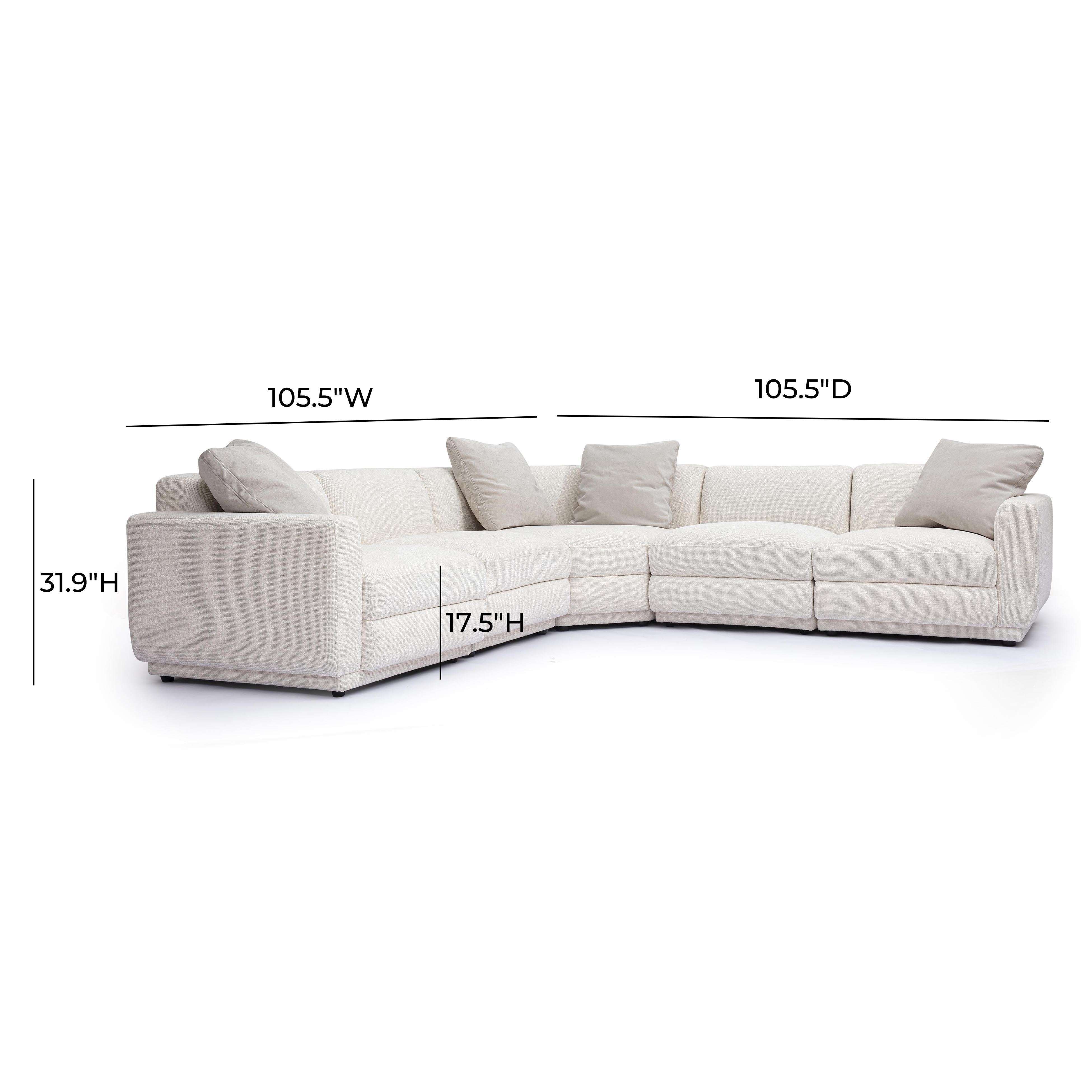 Perry 5-Piece Cream Performance Chenille Modular L-Sectional