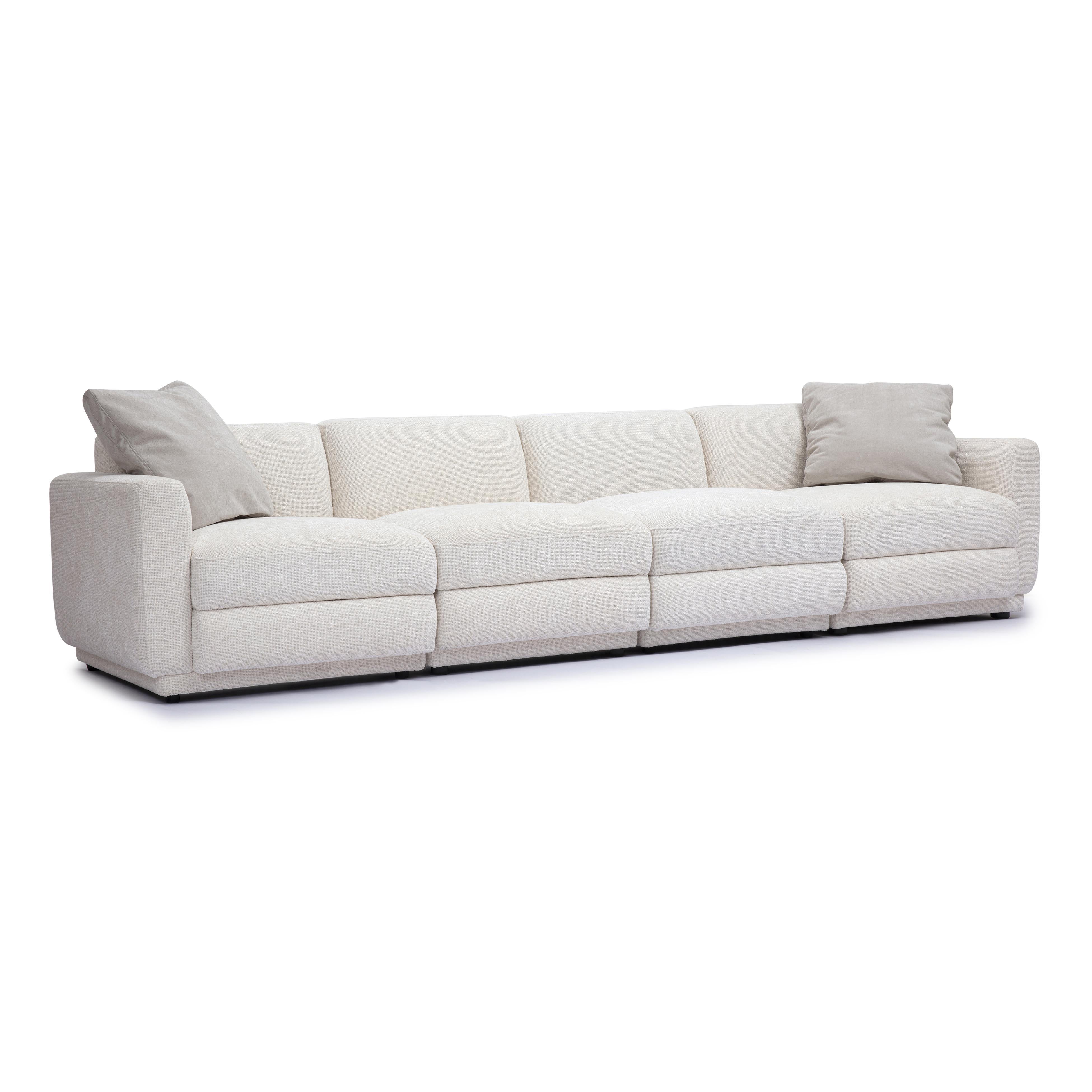 Perry 96" Cream Performance Chenille Modular Sofa