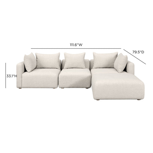 Hangover 4-Piece Contract-Grade Textured Fabric Modular Sectional