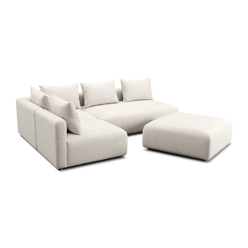 Hangover 4-Piece Contract-Grade Textured Fabric Modular Chaise Sectional