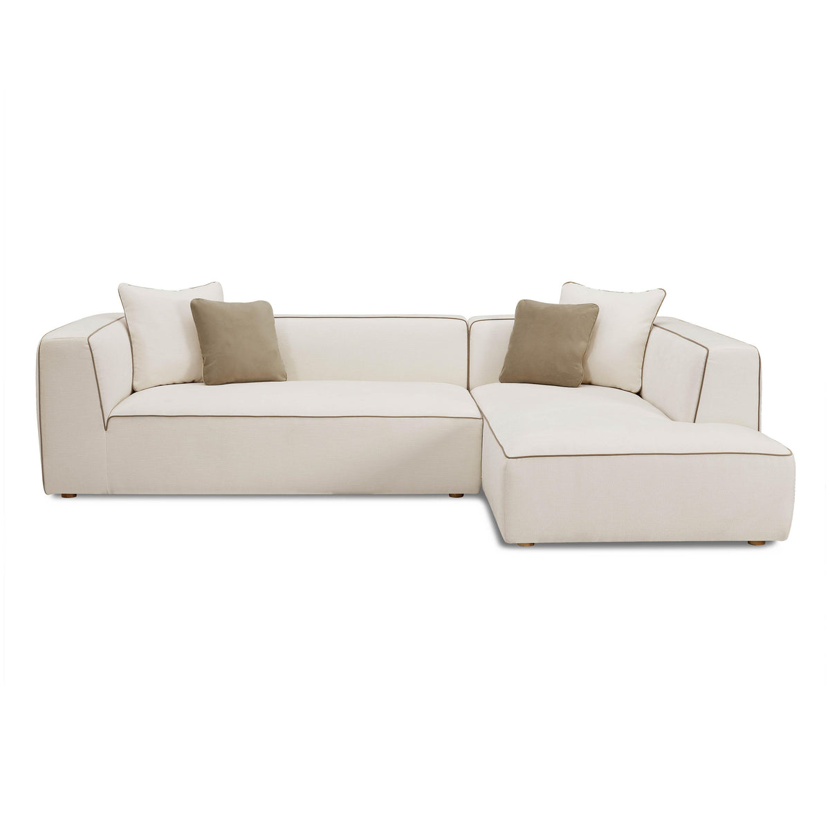 Tristine 2-Piece Cream Contract-Grade Linen L-Shaped Sectional
