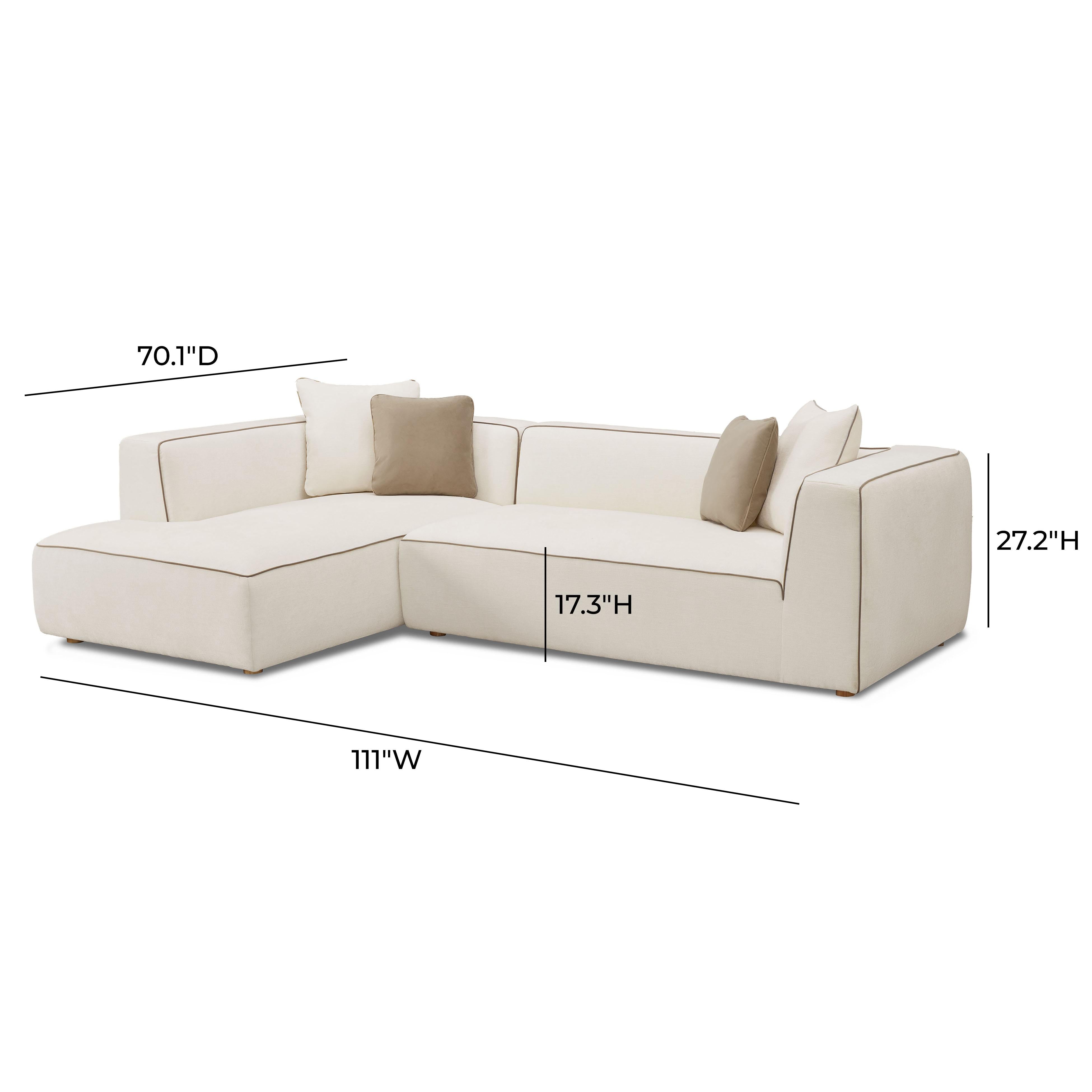 Tristine 2-Piece Cream Contract-Grade Linen L-Shaped Sectional
