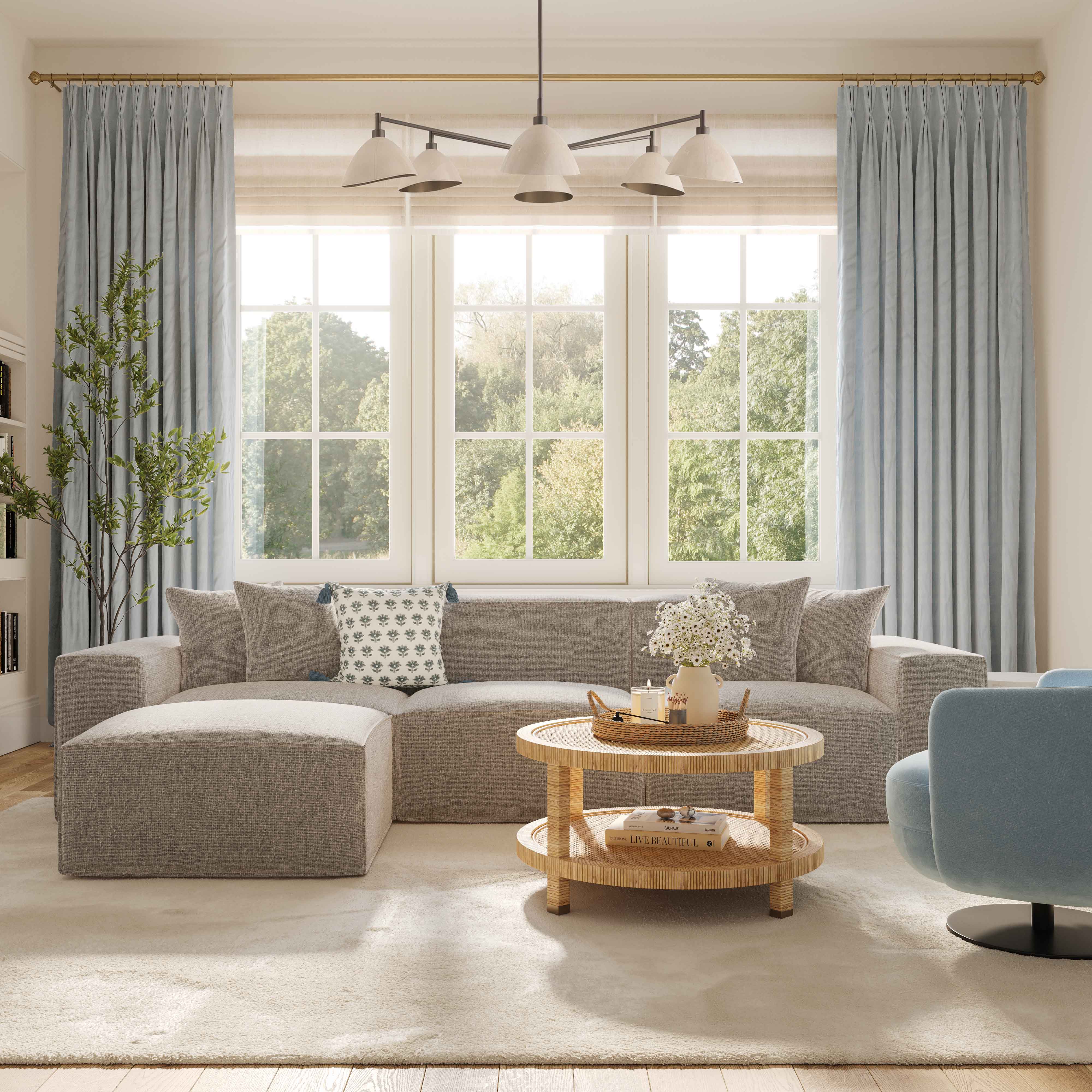Mindy Performance Chenille Basketweave Modular Loveseat