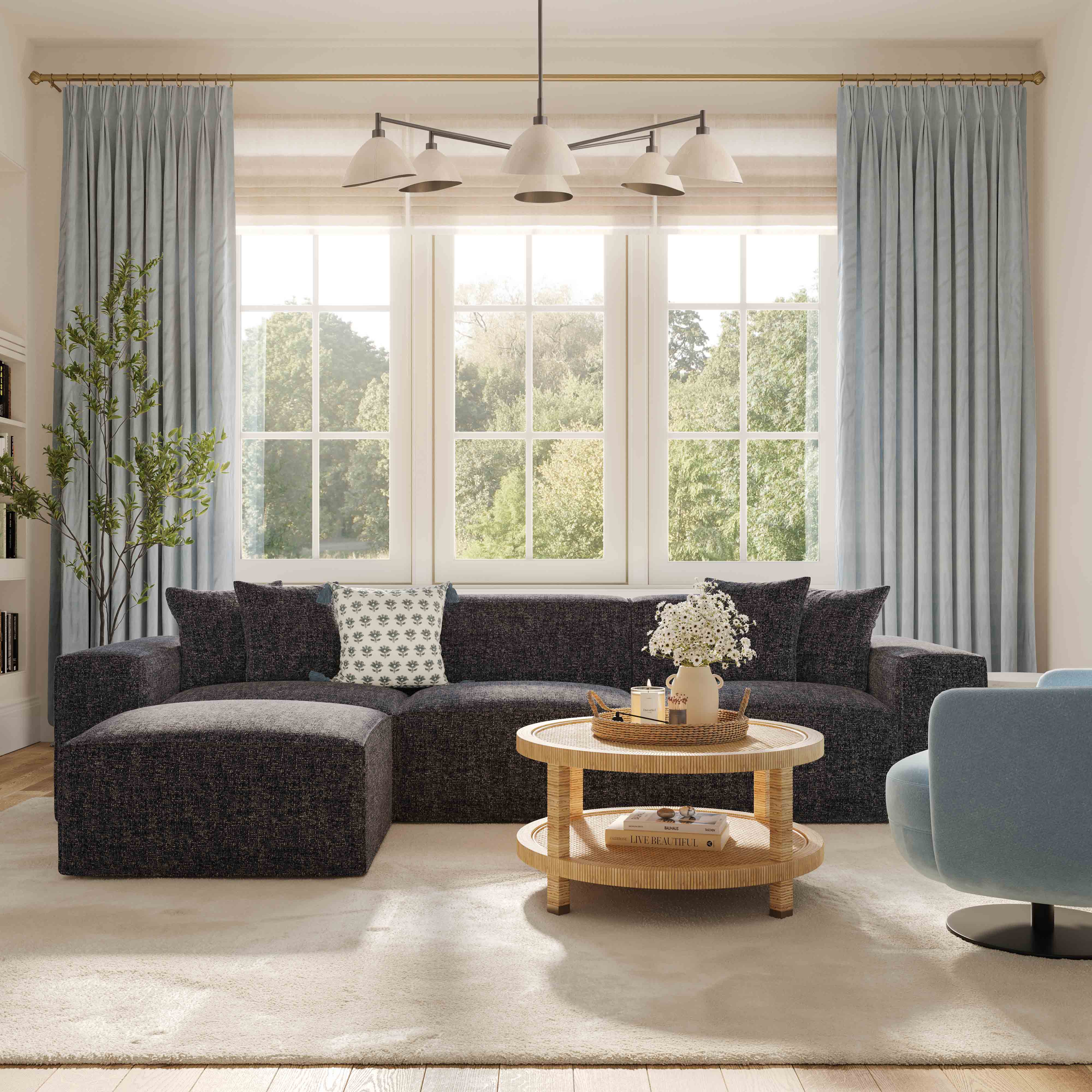 Mindy Performance Chenille Basketweave Modular Loveseat