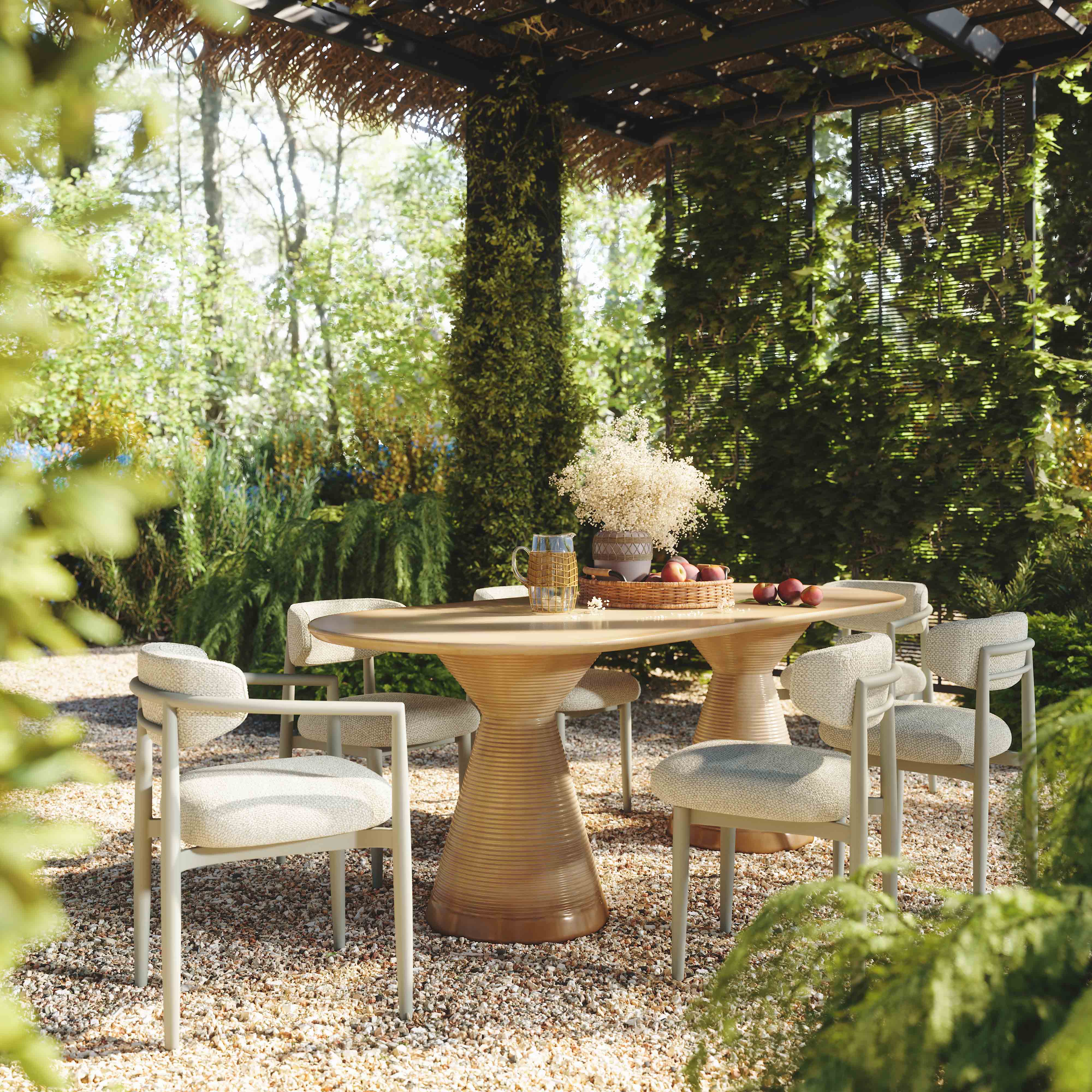 Annika Textured Contract-Grade Fabric Outdoor Dining Side Chair