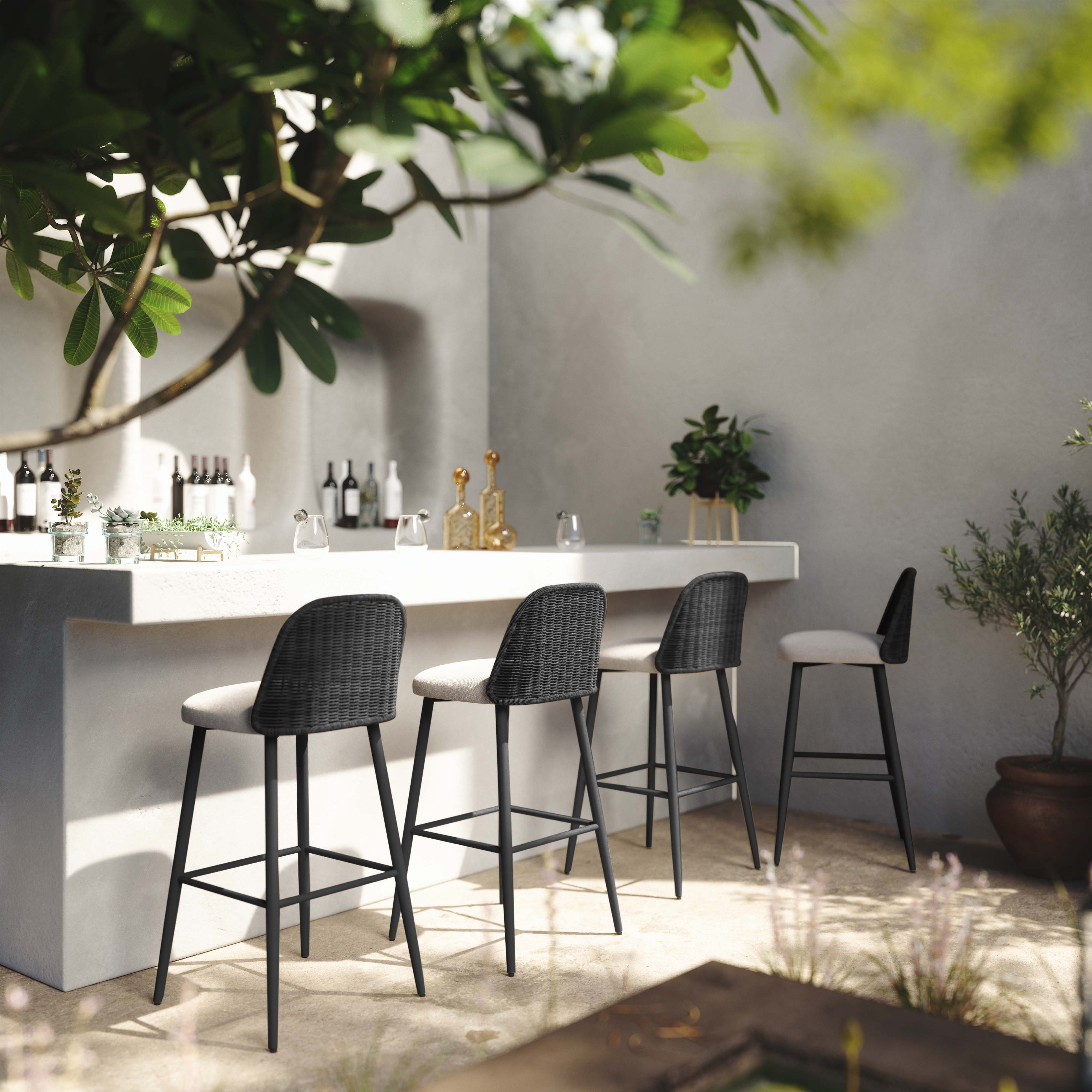 Alexa Performance Fabric Outdoor Bar Stool